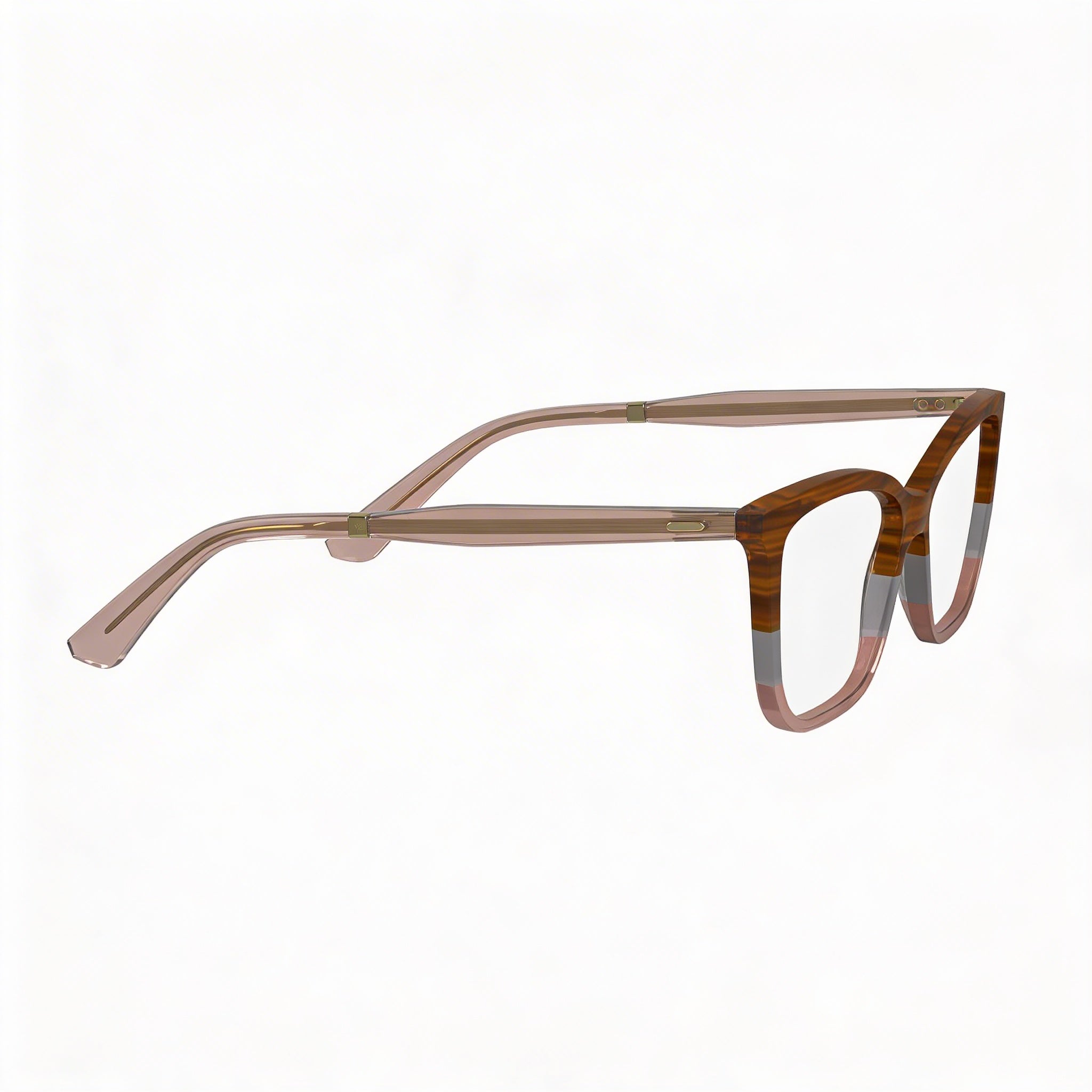 Calvin Klein Women's Modern Acetate Frame Sunglasses, Striped Brown Grey Rose, Non-Polarised Lenses, 53mm, Photo 3