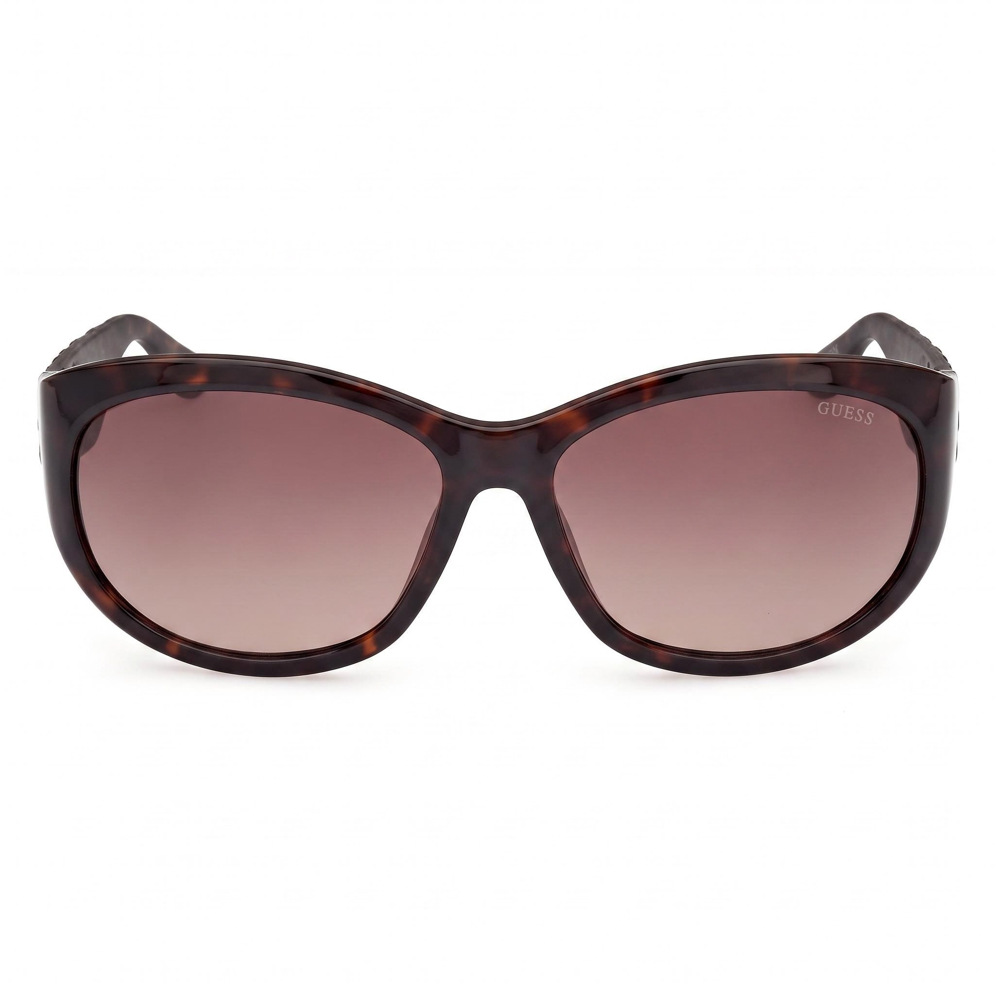 GUESS Moderne Gafas de sol de plástico marrón oscuro para mujer con montura de policarbonato y lentes degradadas de color marrón, protección UV 400, 60-16-125, Photo 2