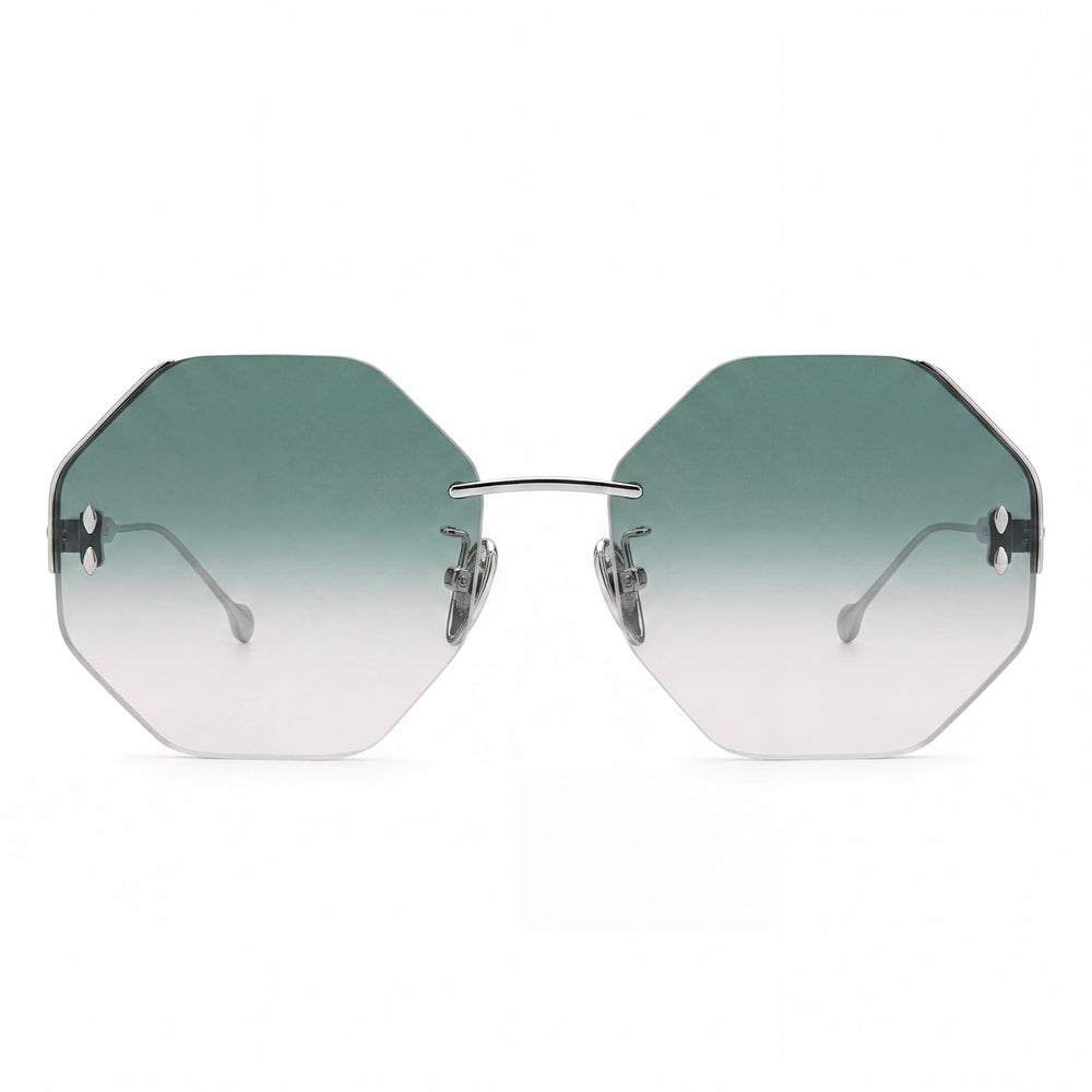 Gafas de sol Isabel Marant Im0080s para mujer, de metal rutenio, con protección UV y lentes degradadas verde-rosa de 60 mm