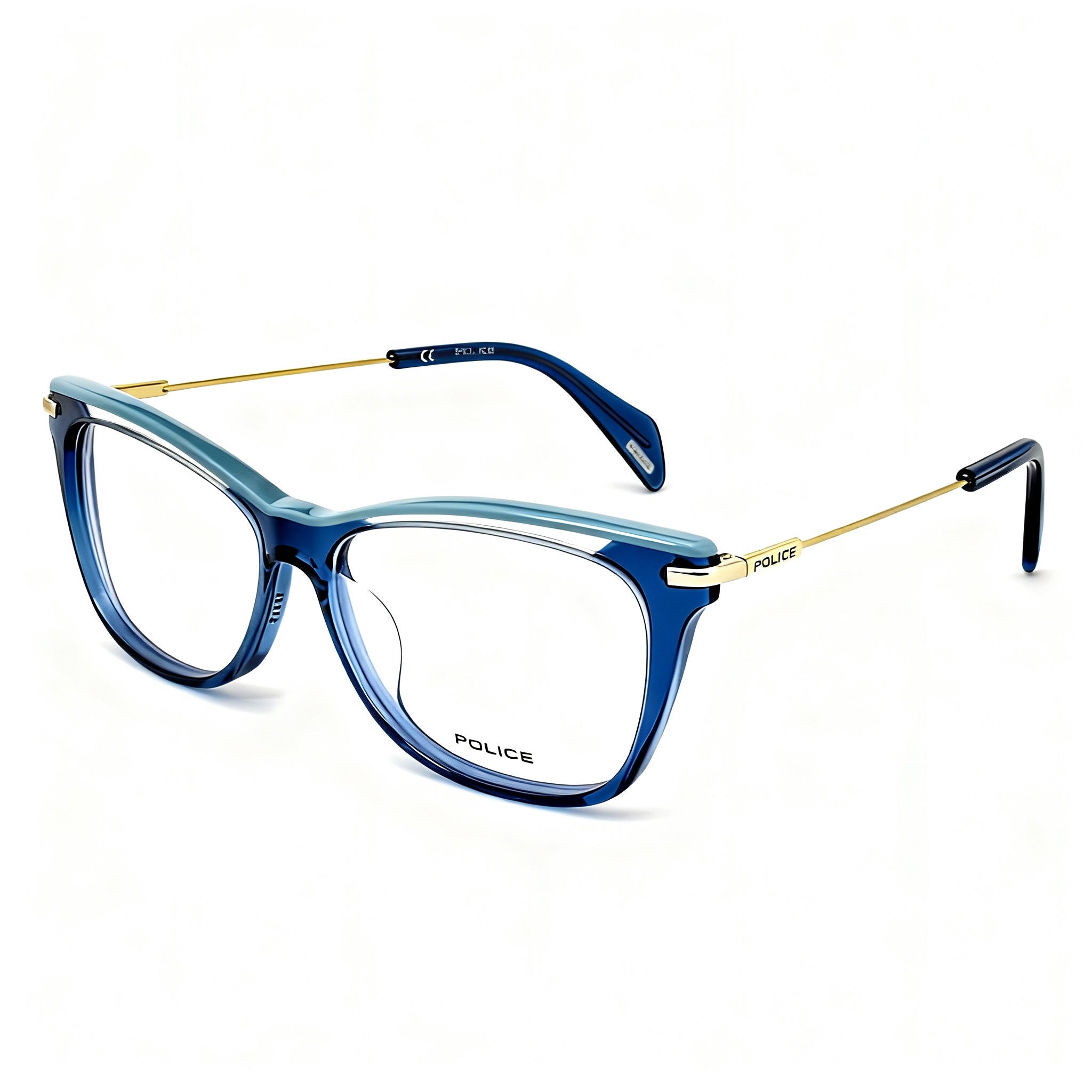 POLICE VPL506E Women's Casual Eyewear, Shiny Transparent Blue Frame with Polycarbonate Blue Lenses 53mm, Photo 3