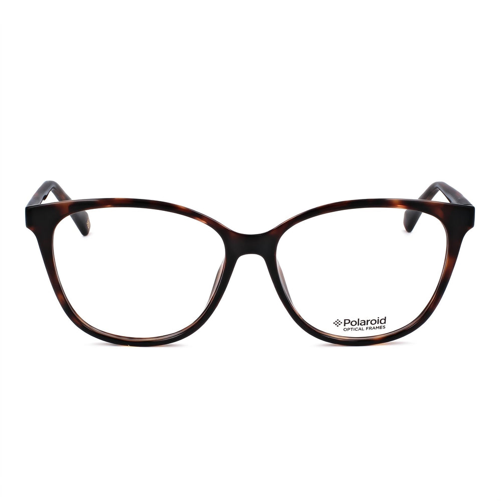 Monturas ópticas Polaroid Pld D372 para mujer color melocotón, ancho de lente de 55 mm, lentes de demostración transparentes, listas para graduación