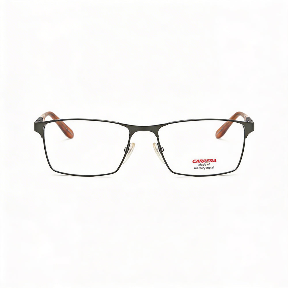 Carrera Gafas de metal de montura completa, unisex, modernas, rectangulares, con lentes transparentes en rutenio mate - Ancho de lente de 56mm