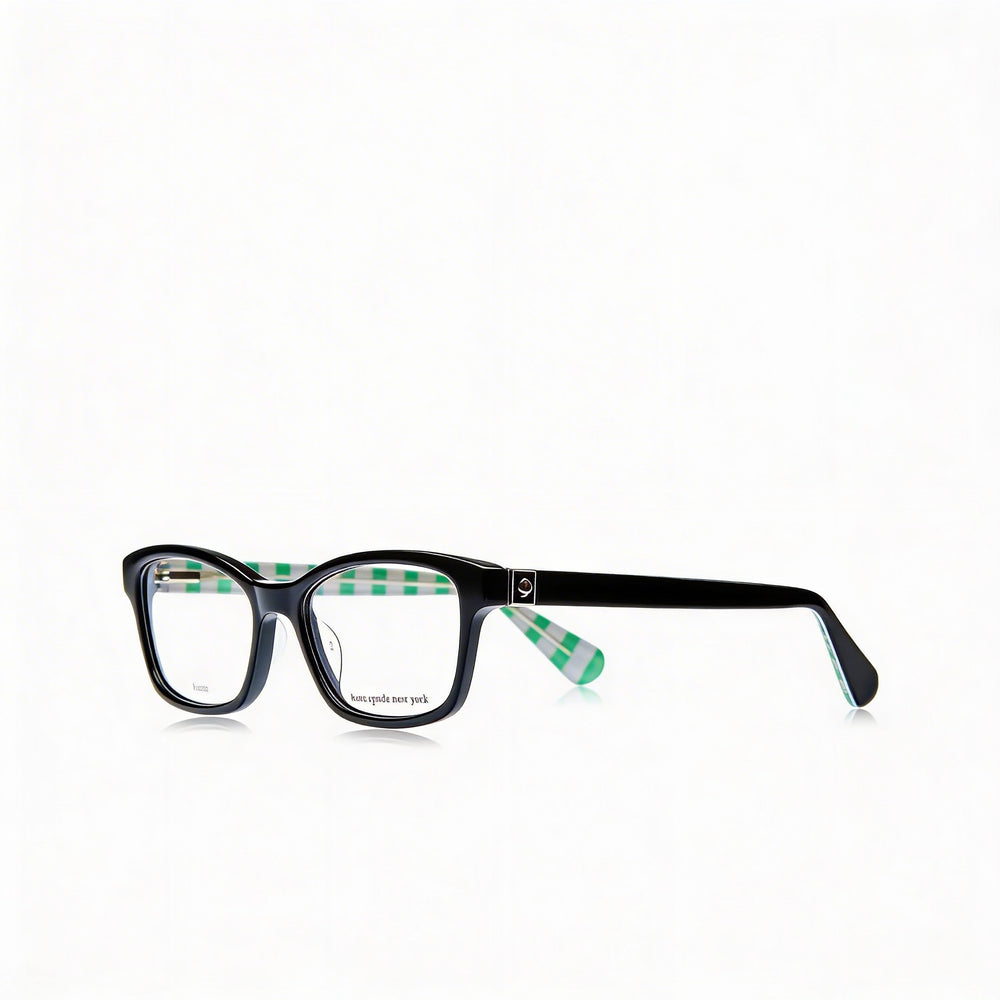Anteojos Kate Spade New York para mujer, modernos, de acetato negro, con lentes de muestra y ancho de lente de 50 mm.
