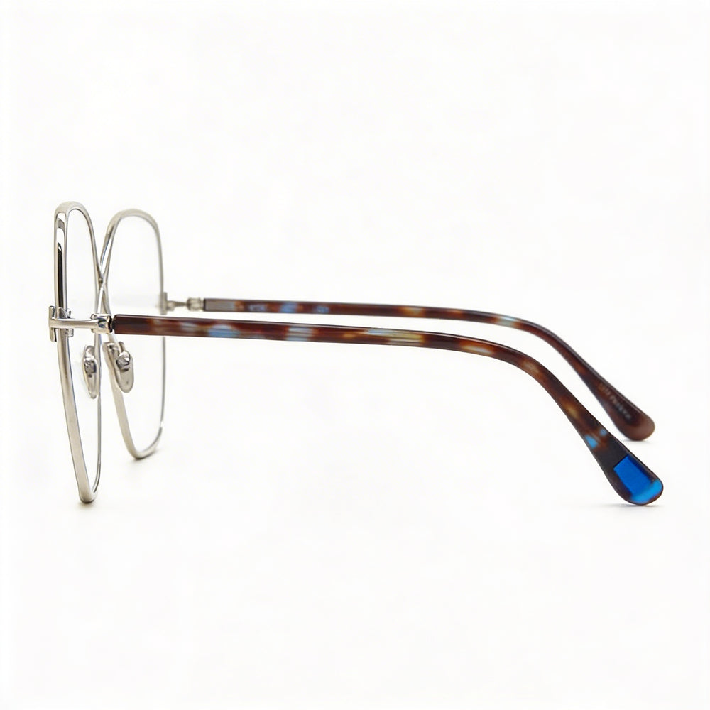 Tom Ford Ft5841-b Women's Shiny Palladium Metal Blue-Light Block Polycarbonate Eyeglasses 59mm