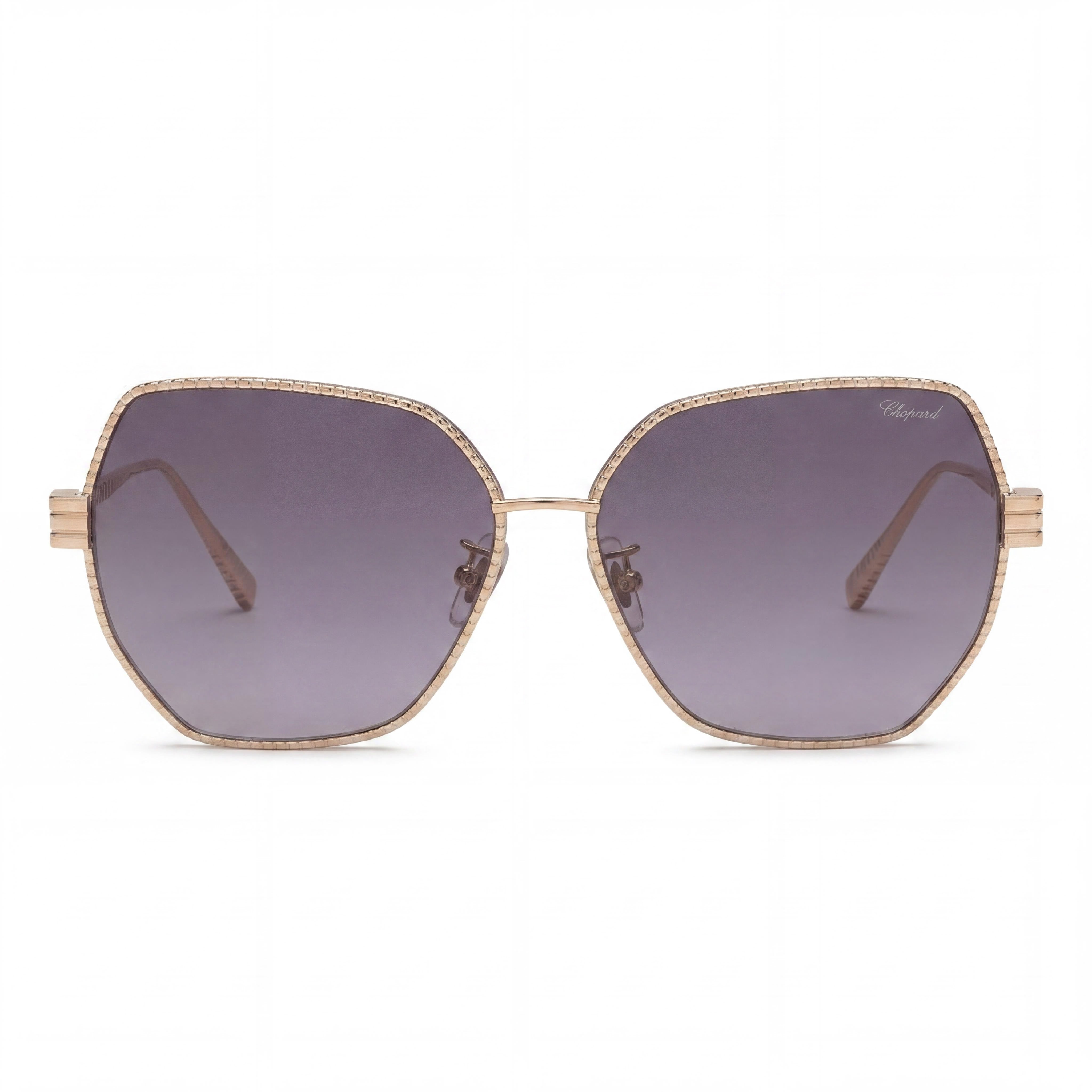 Gafas de sol Chopard casuales para mujer, marco de titanio y oro rosa, lentes no polarizadas con protección UV y degradado de humo de 59 mm, Photo 2