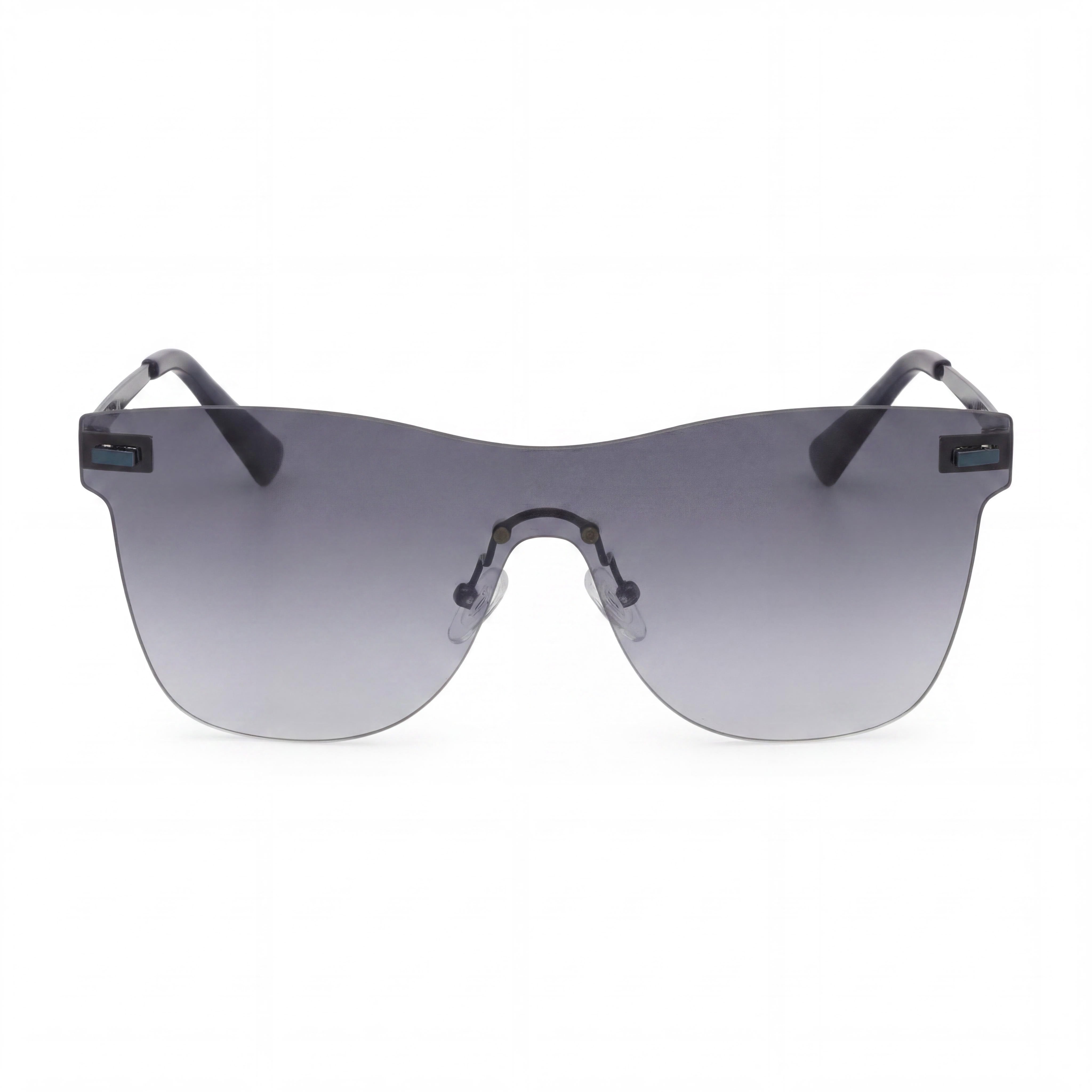 GUESS Gf0186 Men's Matte Blue Gradient Plastic Shield Rimless Sunglasses, Grey Gradient Lenses, 50mm, UV Protection, Photo 2