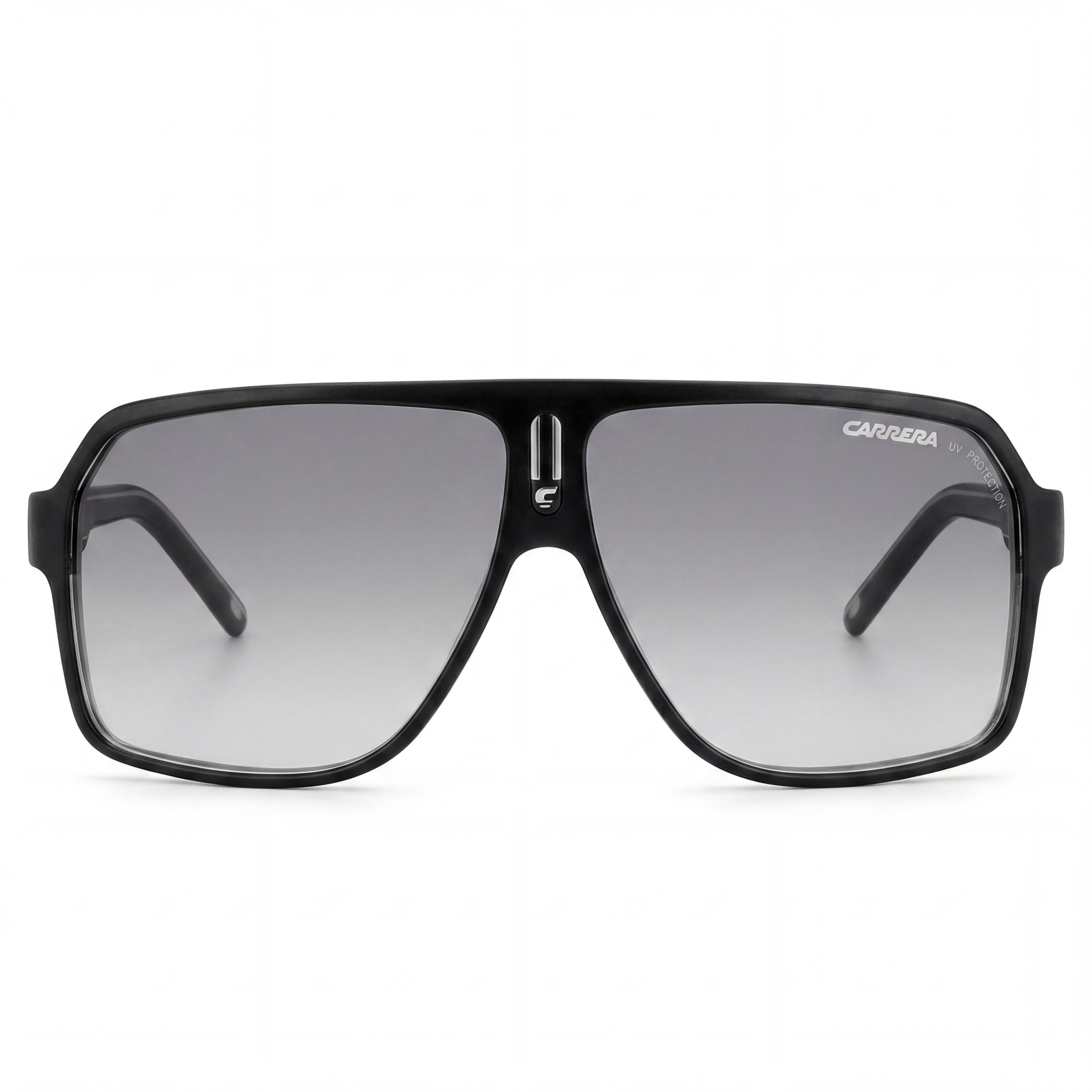 Gafas de sol unisex Carrera CARRERA 27 con montura de plástico gris y negro, pantalla de espejo gris, lentes plateadas no polarizadas con protección UV 100%, 62 mm, Photo 2