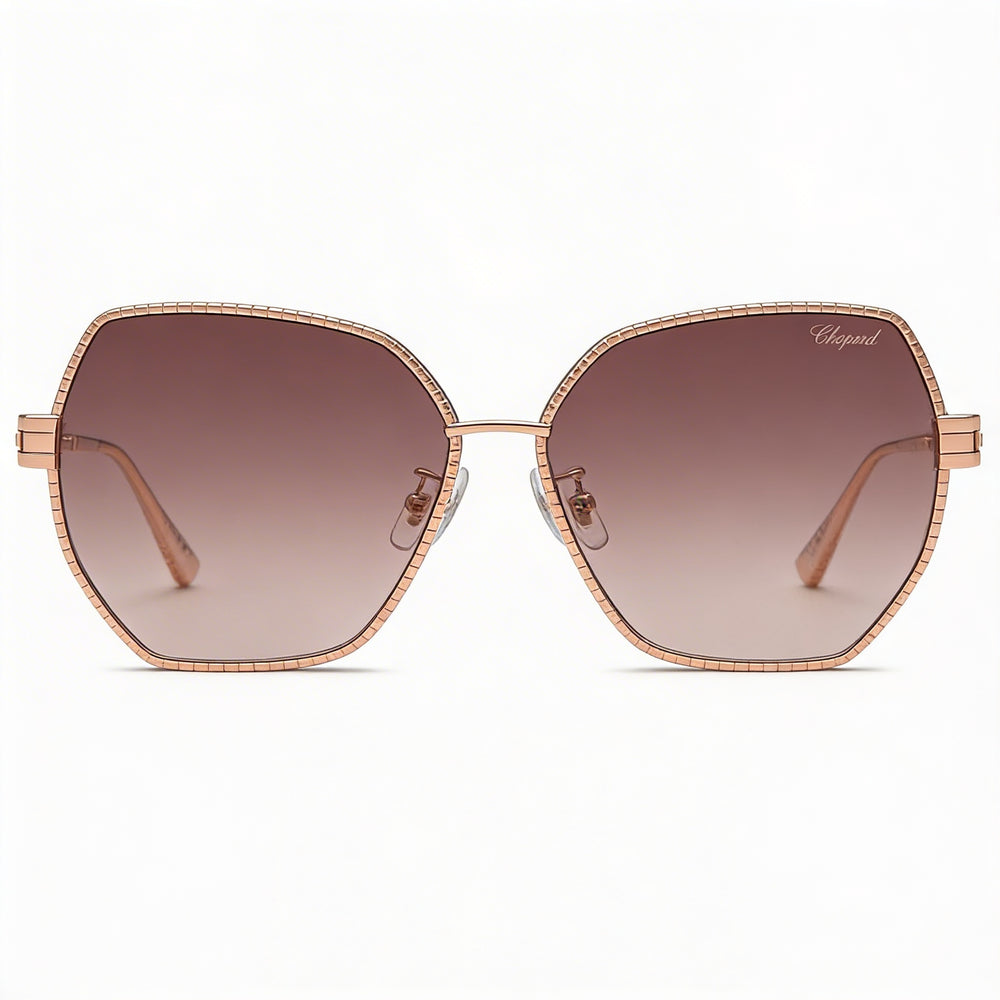 Chopard SCHL28M Casual Women's Shiny Copper Gold Titanium Sunglasses Brown Gradient Violet UV Protected Lenses 59-15-135
