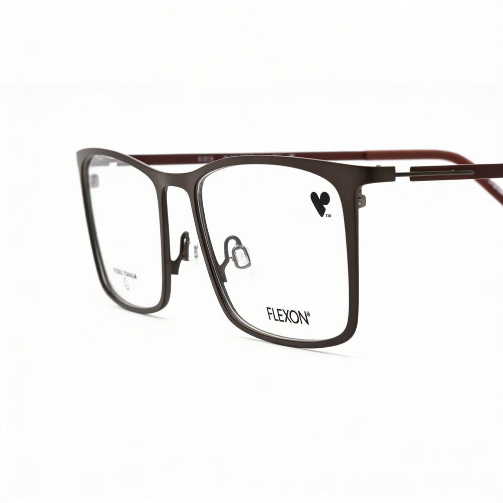 Monturas de gafas Flexon para hombre con lentes de demostración transparentes, listas para prescripción personalizada, en bronce gris mate sepia