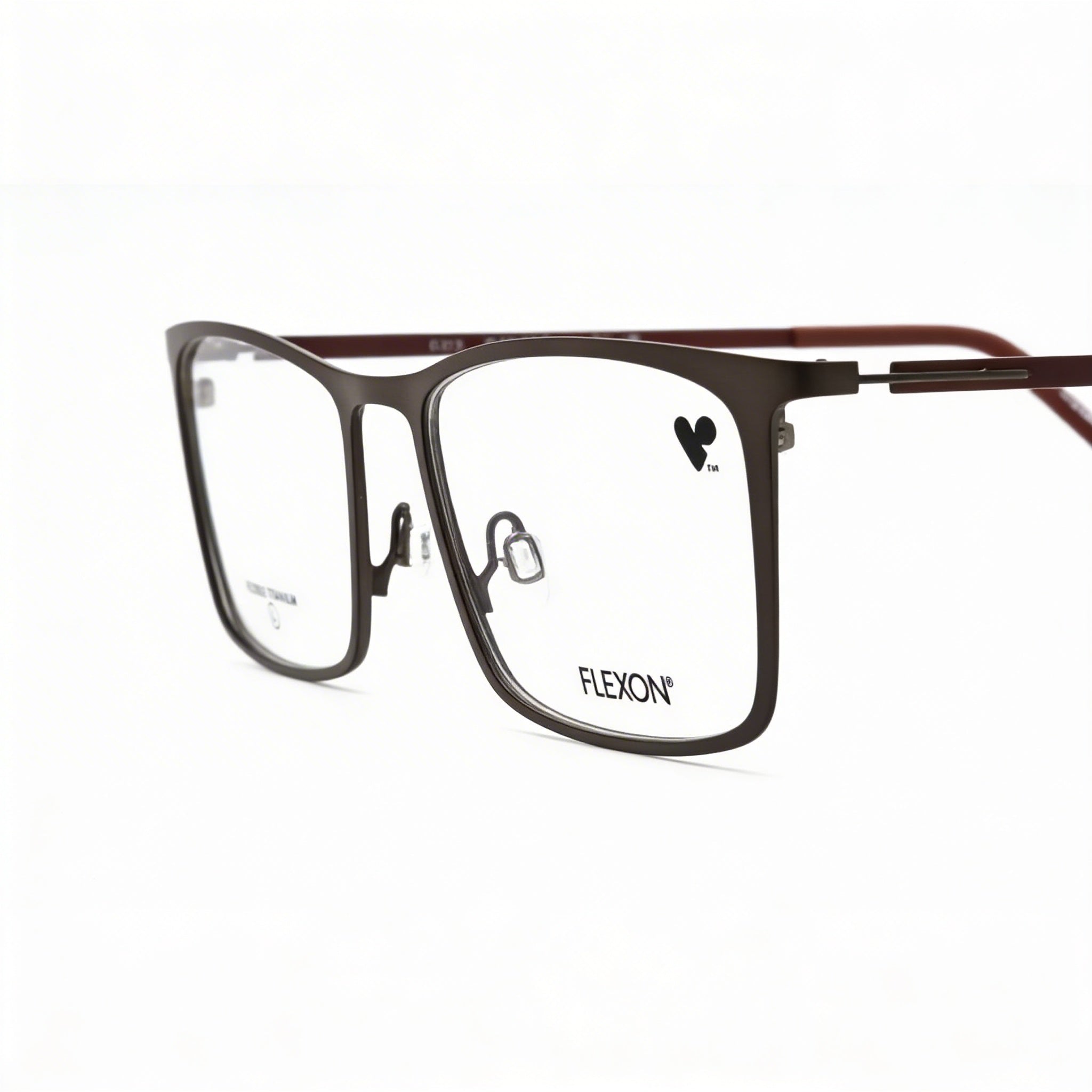 Flexon Men's Eyeglass Frames with Clear Demo Lenses, Ready for Custom Prescription, in Matte Gunmetal Sepia, Photo 3