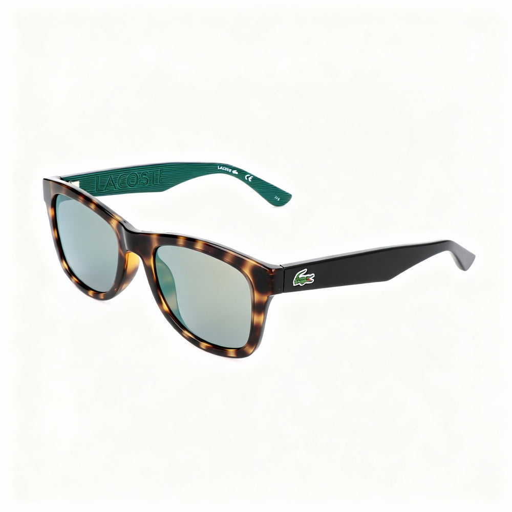 Lacoste Women's Rectangular Plastic Havana Green Frame Anti-Reflective Matte Blue Lenses Sunglasses 51mm