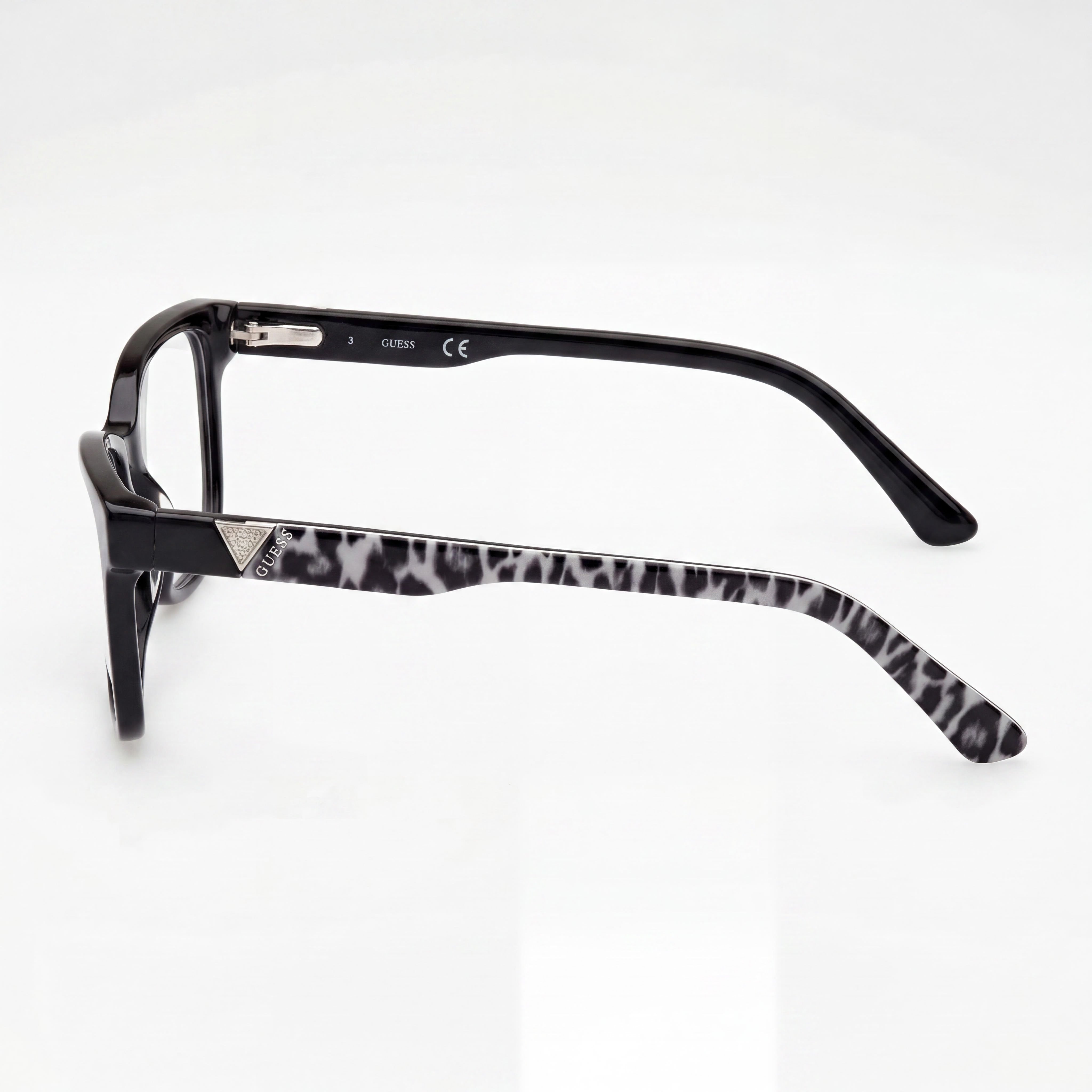 GUESS Gu2943 Gafas de mujer con montura de plástico de un solo color de animal negro brillante con lentes transparentes 54/15/140, Photo 2