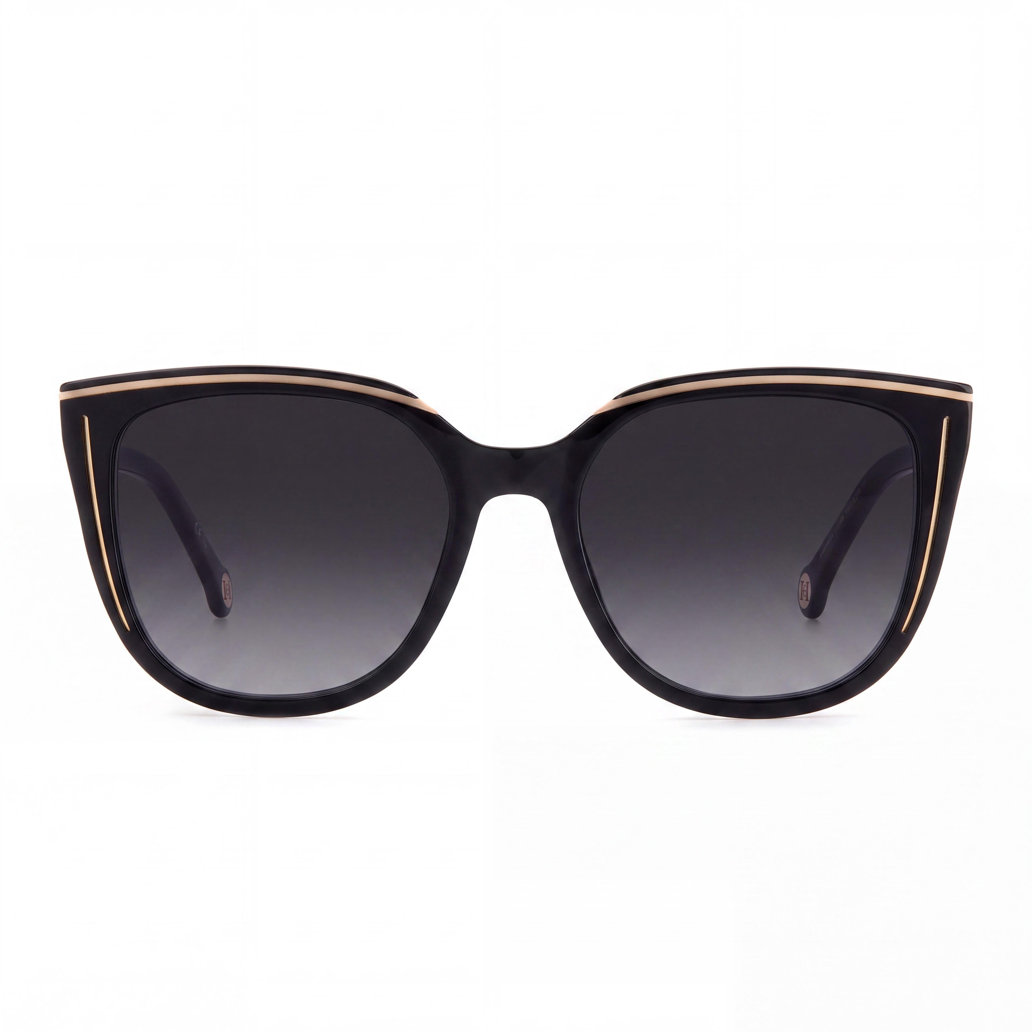 Carolina Herrera HER 0144/S Women's Classic Black Nude Acetate Dark Grey Shaded UV Sunglasses 53mm, Photo 2