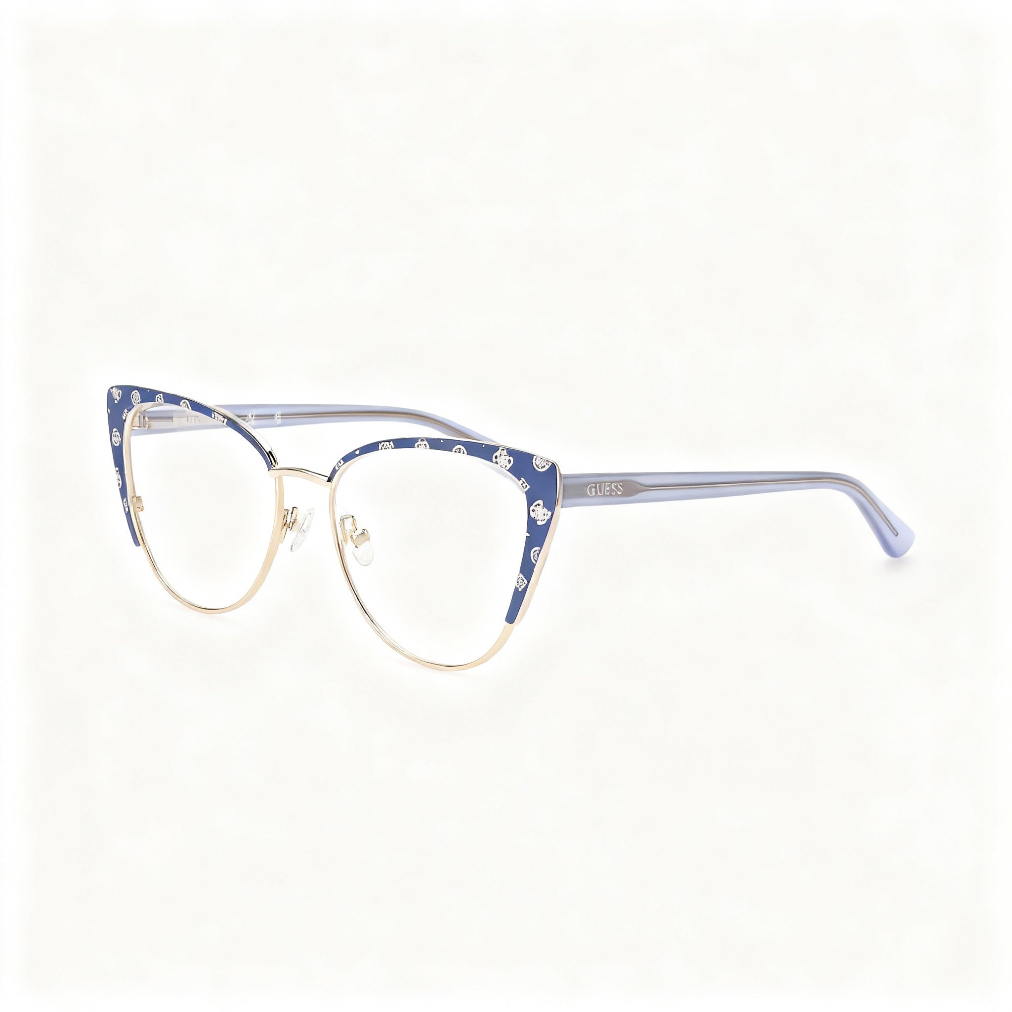 GUESS Gu50121 Women's Metal Cat Eye Polarized Sunglasses, Matte Blue & Shiny Blue Frame, Multicoloured Lenses, 55mm