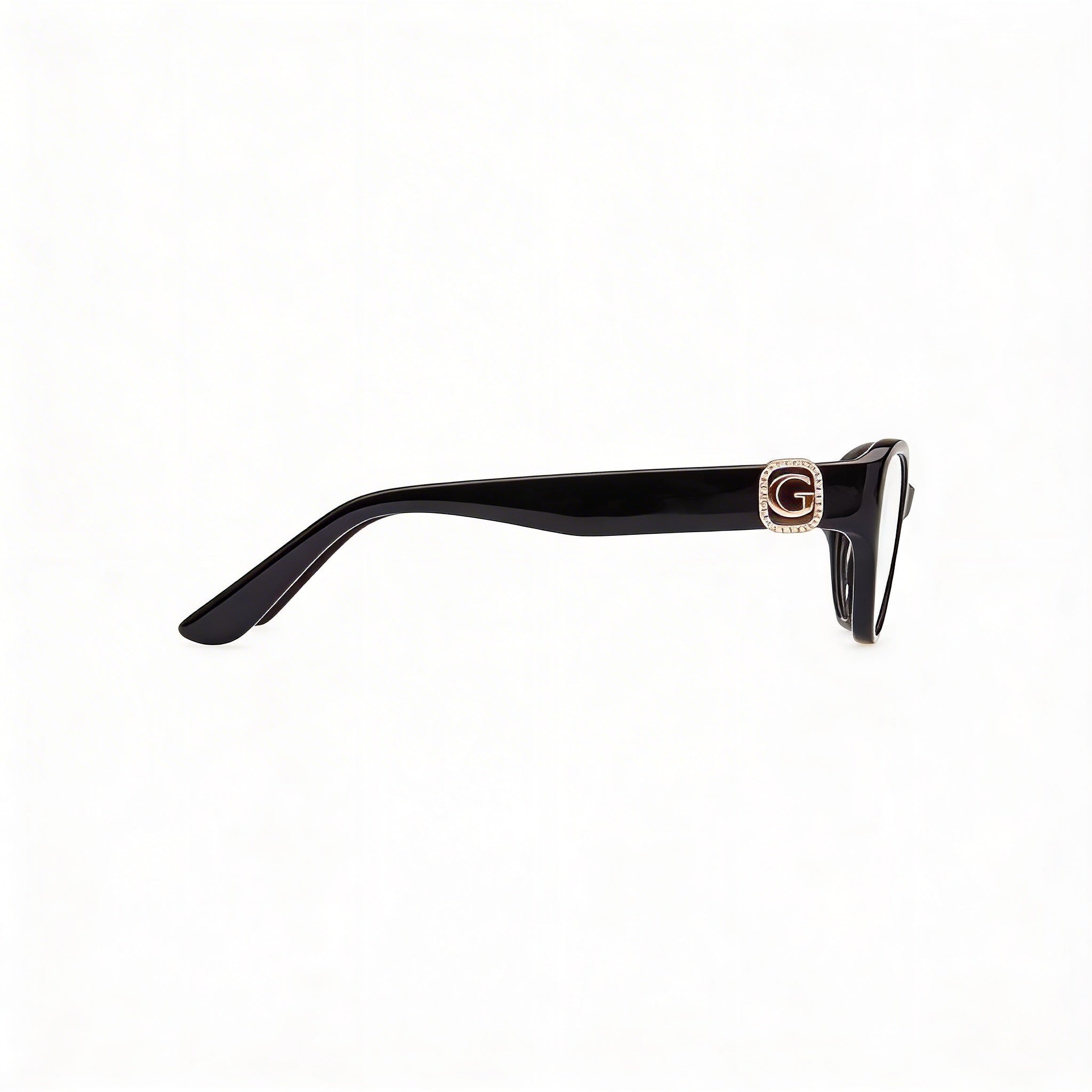 GUESS Clásico Gafas de Sol para Mujer de Plástico Brillante Negro con Lentes de Policarbonato Negro No Polarizado de 51mm, Photo 2