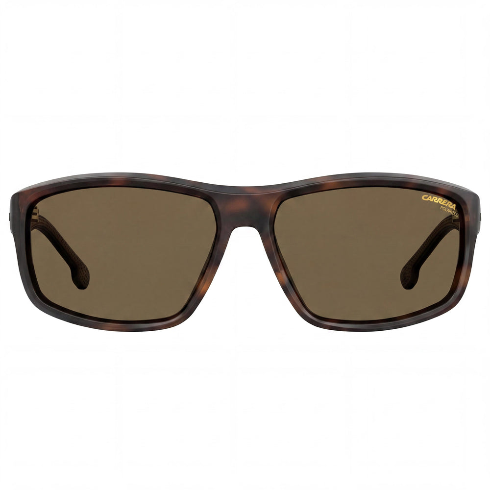 Gafas de sol Carrera 8038/S Classic unisex con montura de poliamida color habana oscuro, lentes de bronce, polarizadas y protección UV, 61 mm