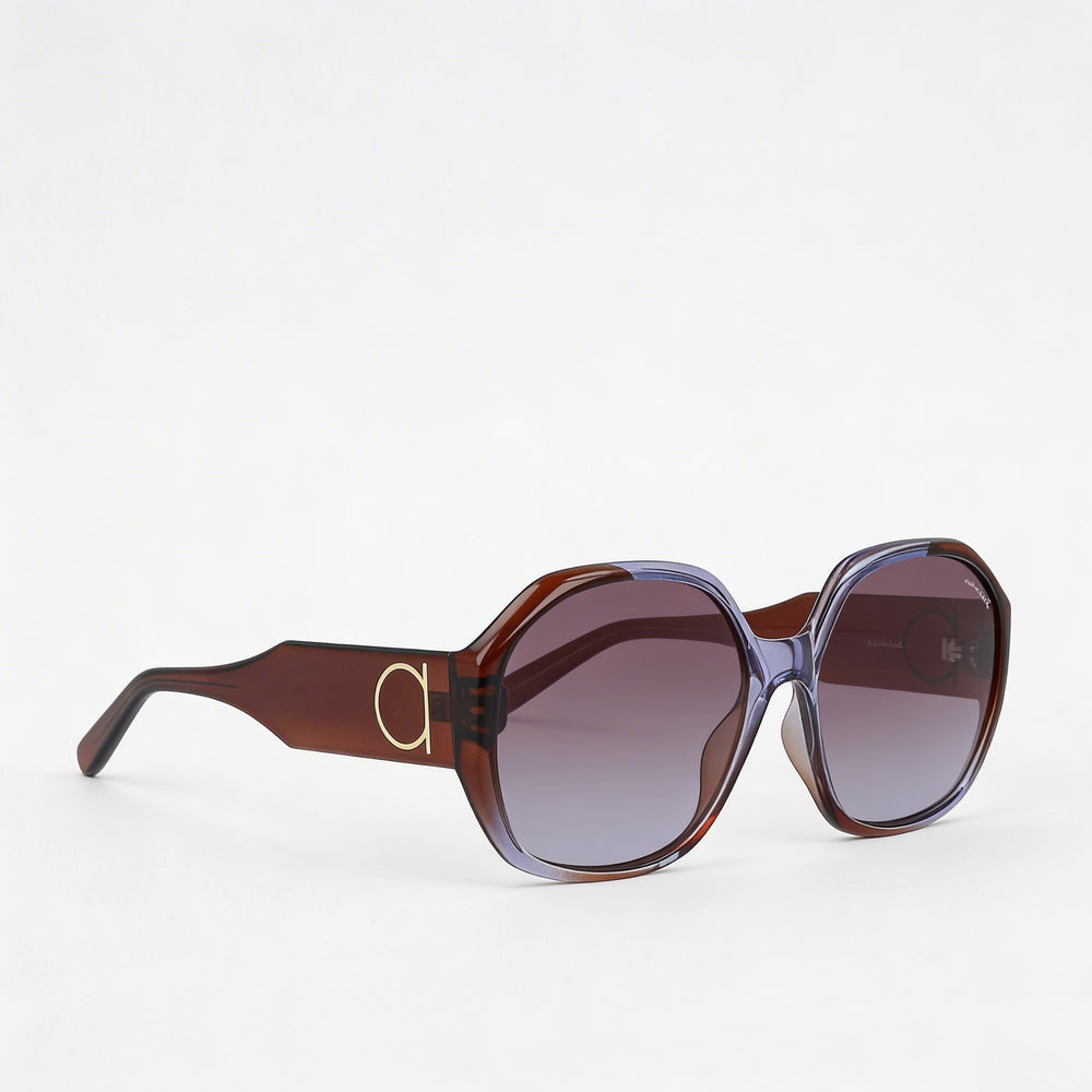 Salvatore Ferragamo Classic Unisex Plastic Frame Sunglasses UV Protection Violet Brown Gradient 60-18-145mm