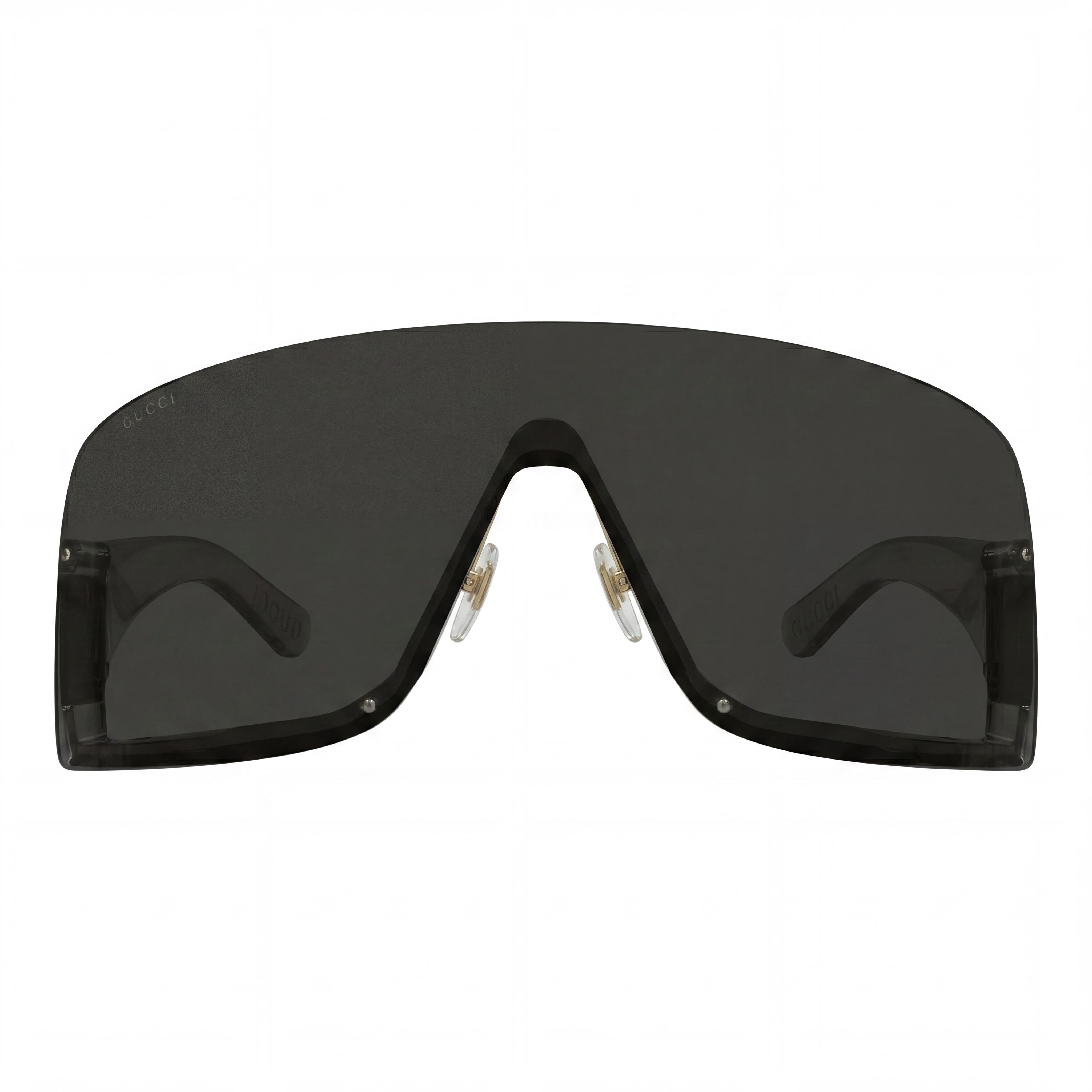 Gucci Women's Shield/Wrap Sunglasses, Injection Frame, Grey Silver, Smoke Multilayer Silver Lens, 99-1-115mm, Photo 2