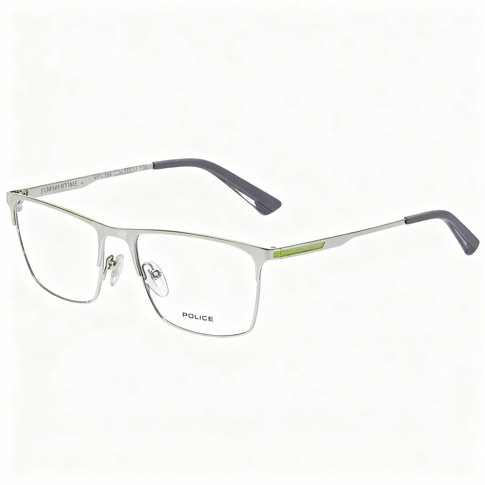 POLICE VPL698 Modern Style Unisex Metal Frame Eyeglasses with Non-Polarized Polycarbonate Lenses 54mm