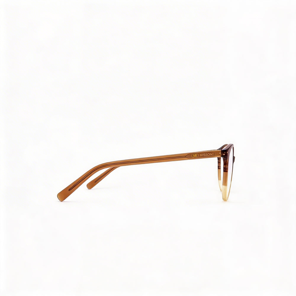Gafas Ópticas Completas M Missoni Pattern Collection para Mujer, con Montura Redonda de Acetato Marrón Tipo Cuerno, 51mm