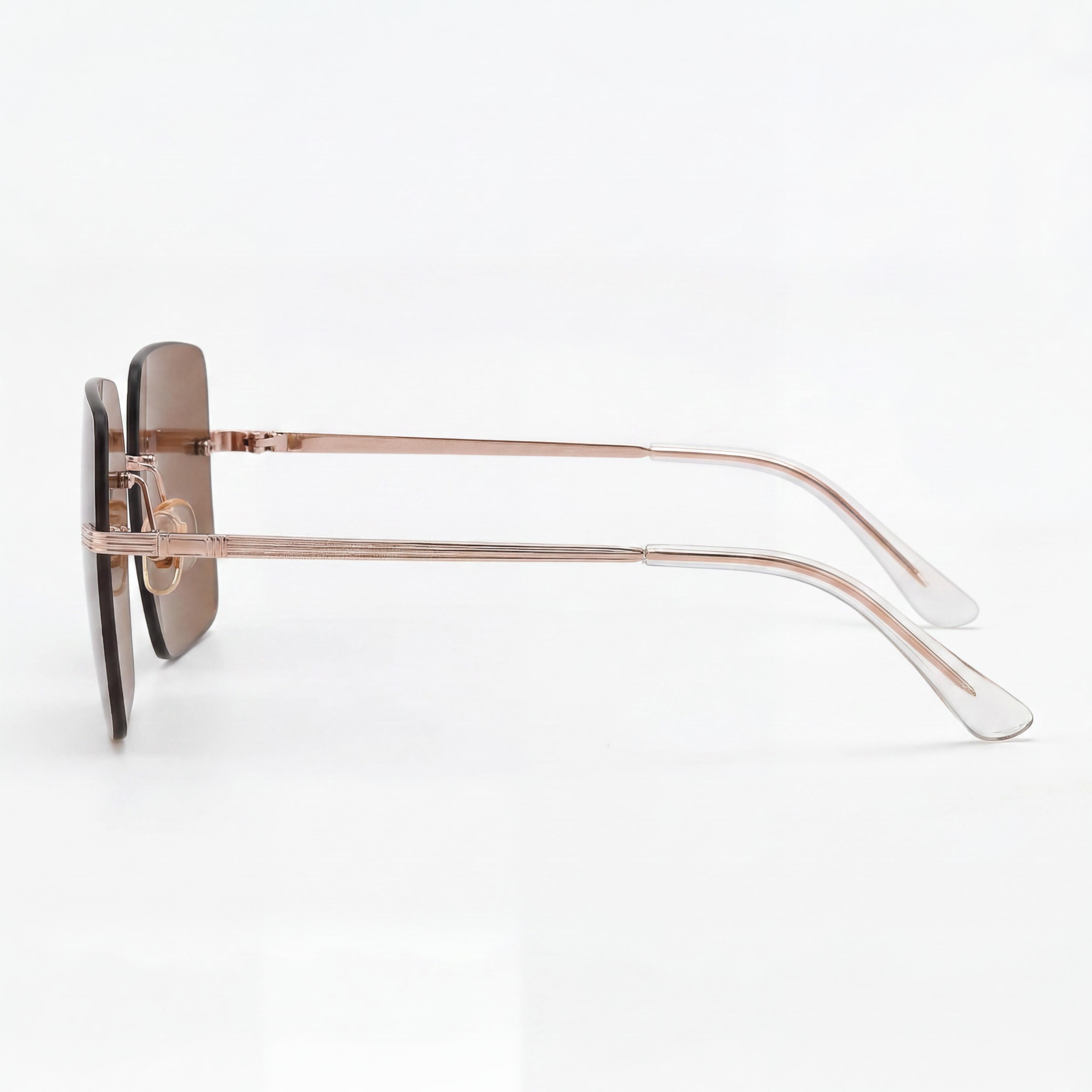 Salvatore Ferragamo SF311S Gafas de Sol Cuadradas de Metal con Protección UV para Mujer Oro Rosa/Marrón 60mm, Photo 3