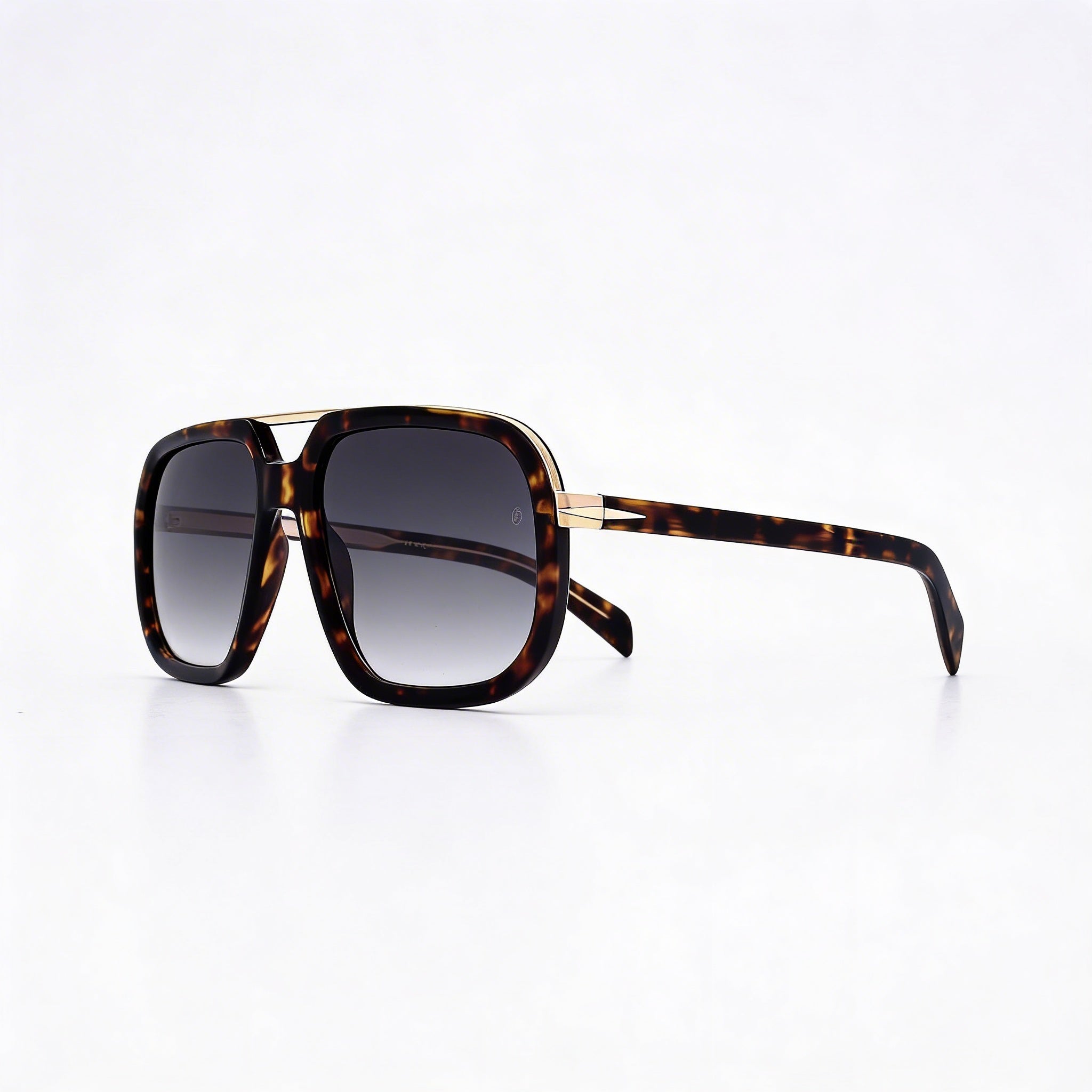 Gafas de sol David Beckham para hombre DB 7101/S con montura clásica de acetato en color habana y oro, lentes de policarbonato con 100% protección UV, 57mm, Photo 3