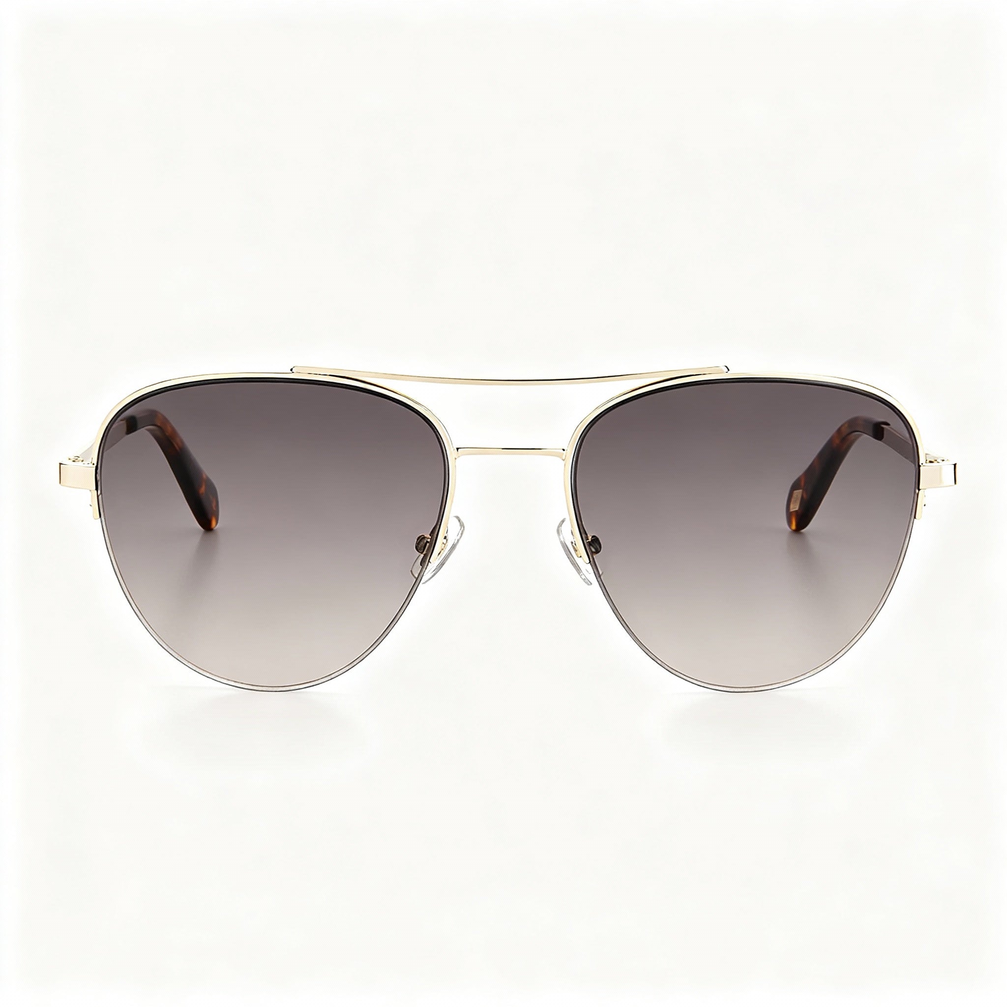 Fossil Fos 2106/G/S Women's Aviator Sunglasses, Gold Alloy Steel Frame, Gold/Brown Gradient Non-Polarized, 54mm