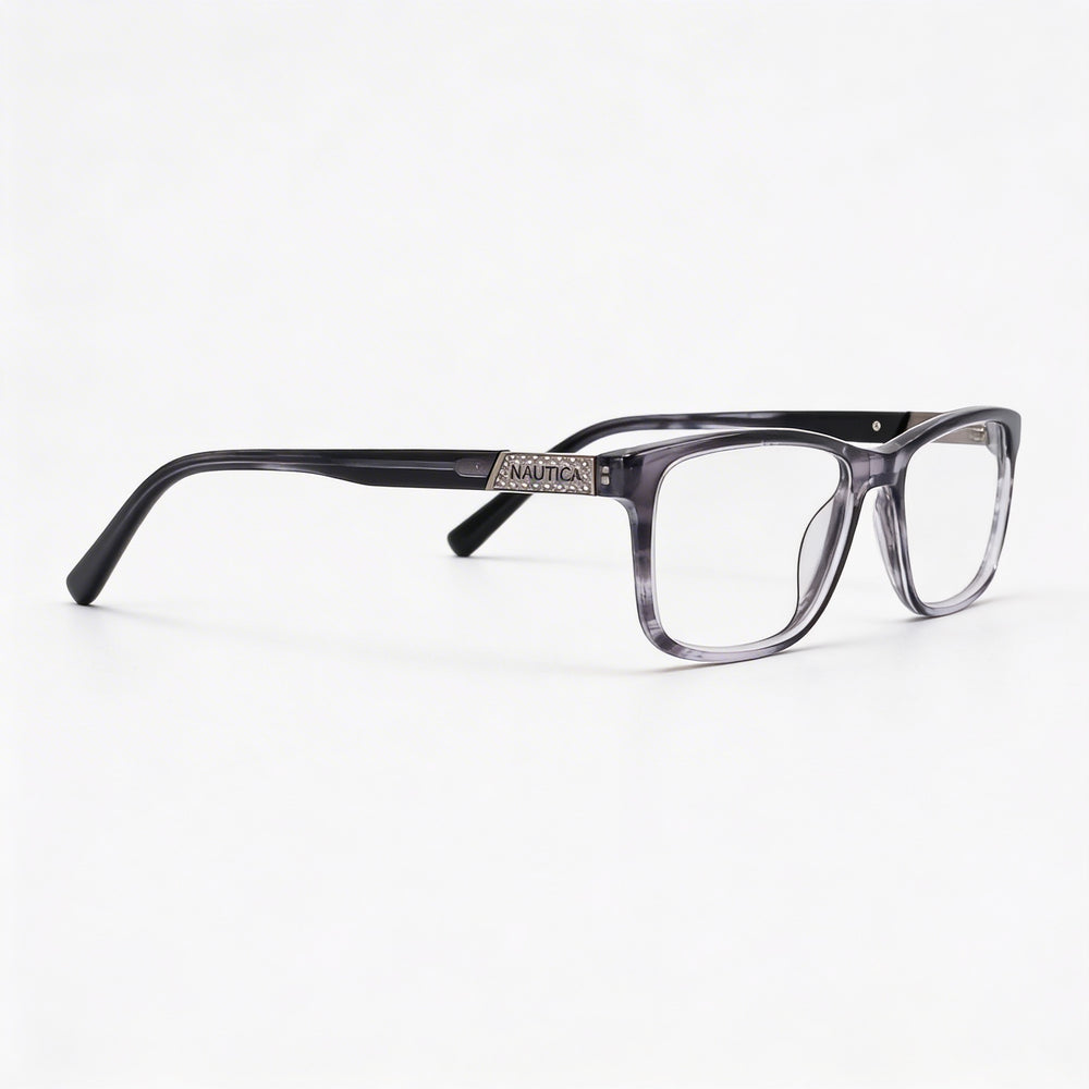 Gafas Nautica N8177 para hombre con montura de metal en color cuerno gris oscuro y lentes transparentes de 53 mm