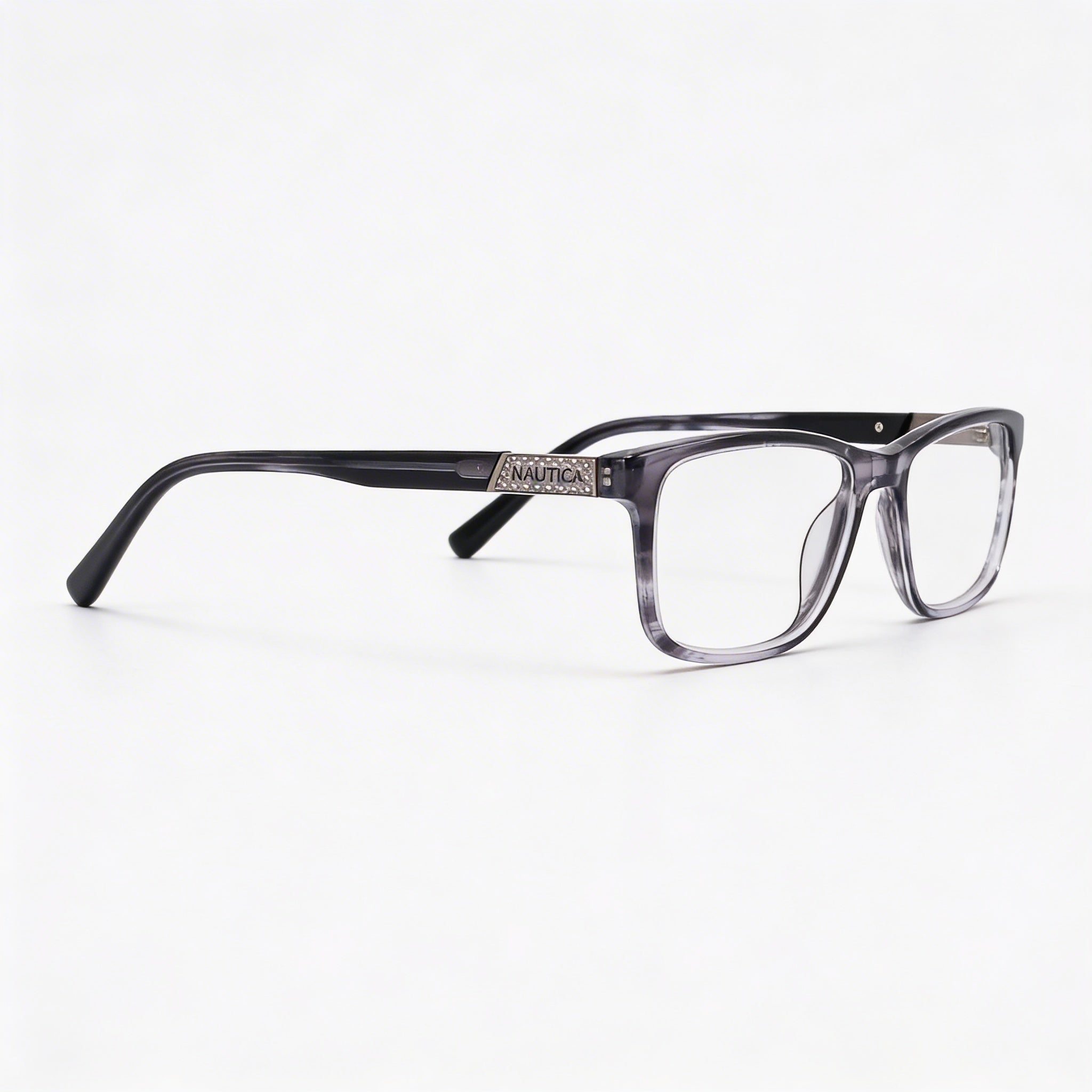Nautica N8177 Men's Eyeglasses with Metal Frame in Dark Grey Horn and Clear Lenses 53mm, Photo 1