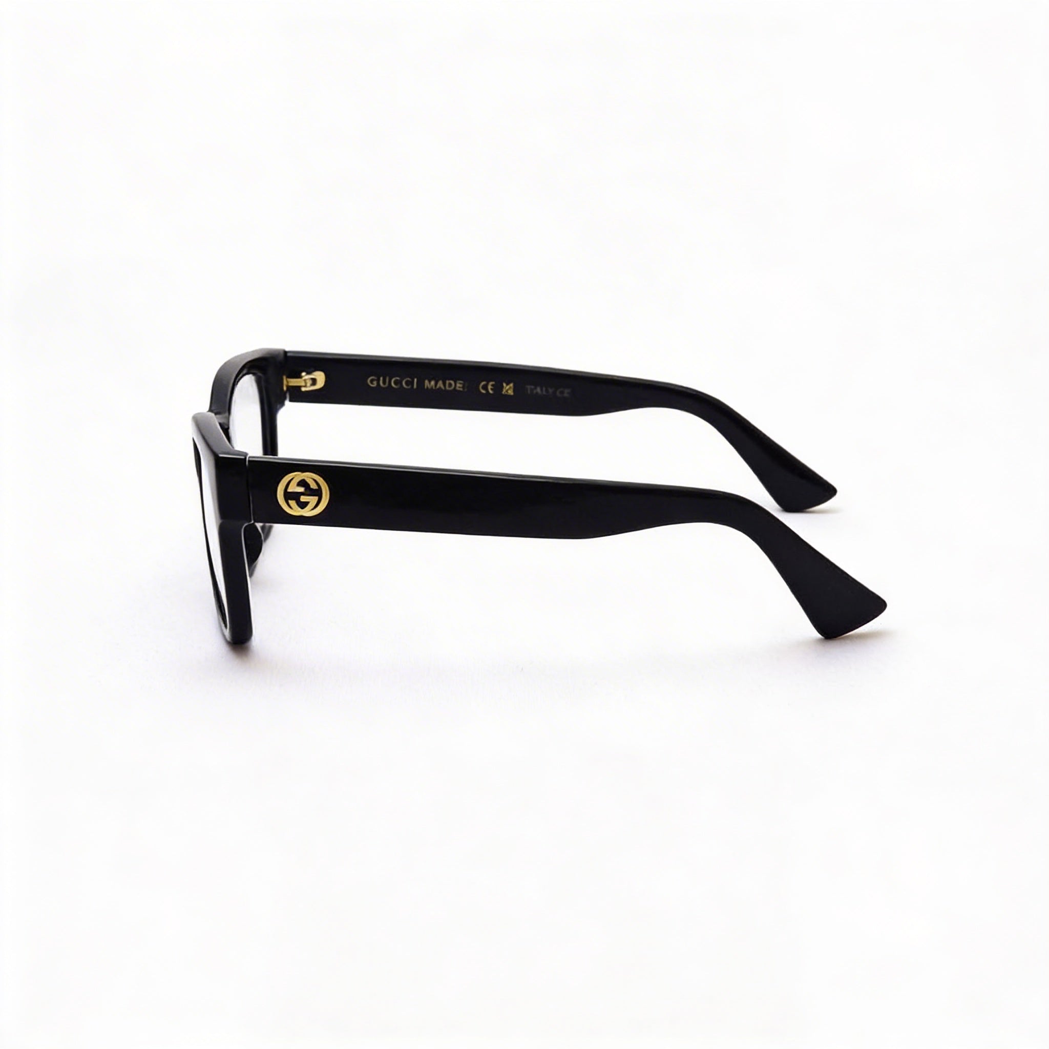 Gucci GG1341O Women's Full Rim Square Plastic Frame Clear Lens Eyeglasses Black Gold-Logo 55mm, Photo 3