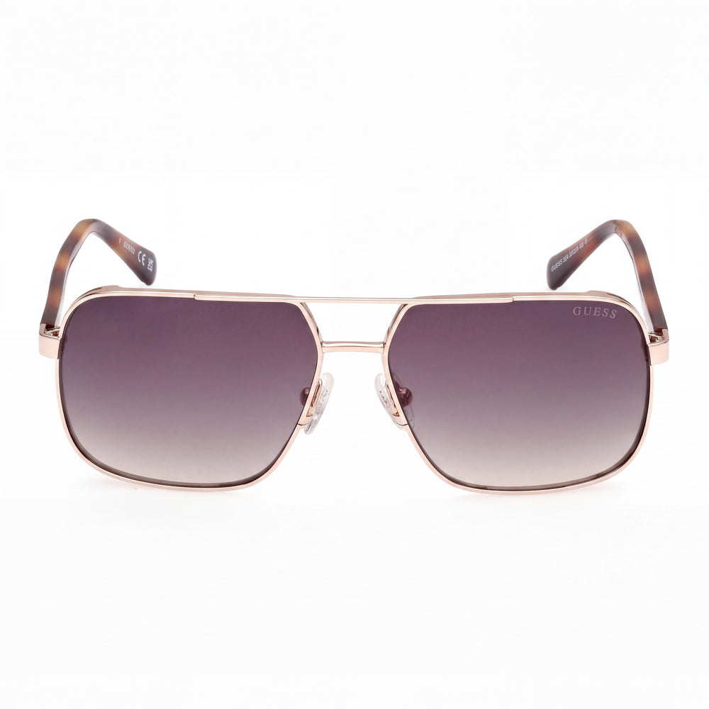GUESS GU0011932B58 Women's Metal Navigator Sunglasses with Pale Gold Frame and Gradient Smoke Lenses 58mm