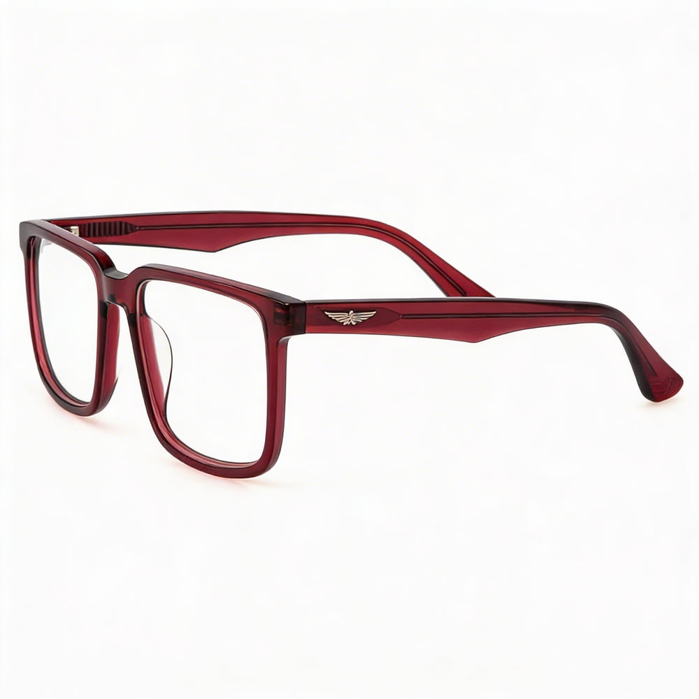 Gafas Police Casual para hombre: gafas ópticas con montura de acetato, color fucsia brillante multicapa, ancho de lente: 57 mm