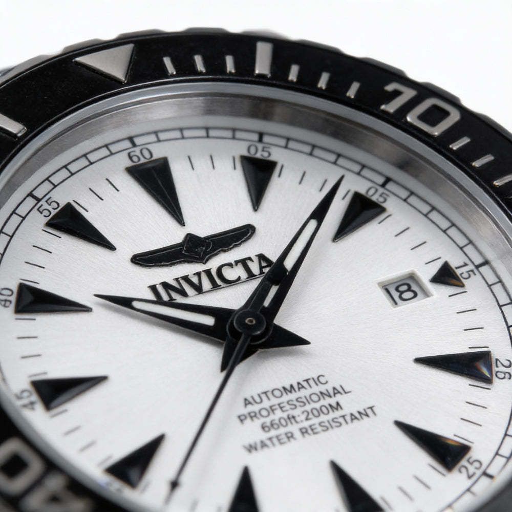 Reloj Invicta Diver Automático Unisex de 47 mm de acero inoxidable, negro/blanco, resistente al agua hasta 20 ATM