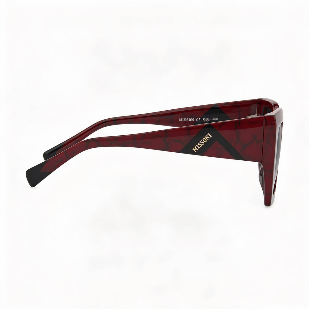 M Missoni Casual Women's Marble Red Acetate Frame Dark Grey Shaded Lenses Sunglasses 55-19-140mm