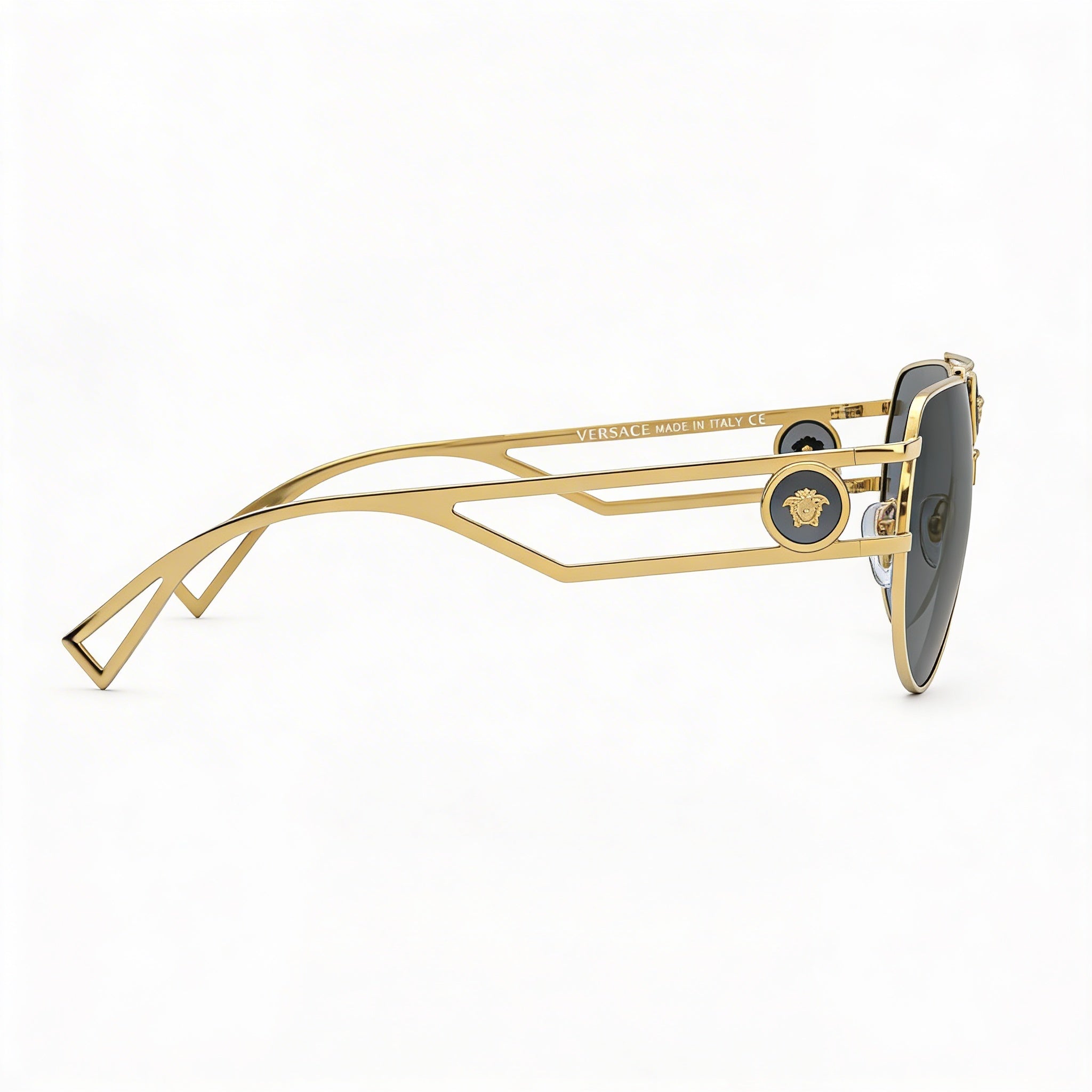 Versace Ve 2225 Unisex Gold Dark Grey Metal Frame Multicoloured Lens UV Protected 60mm, Photo 3