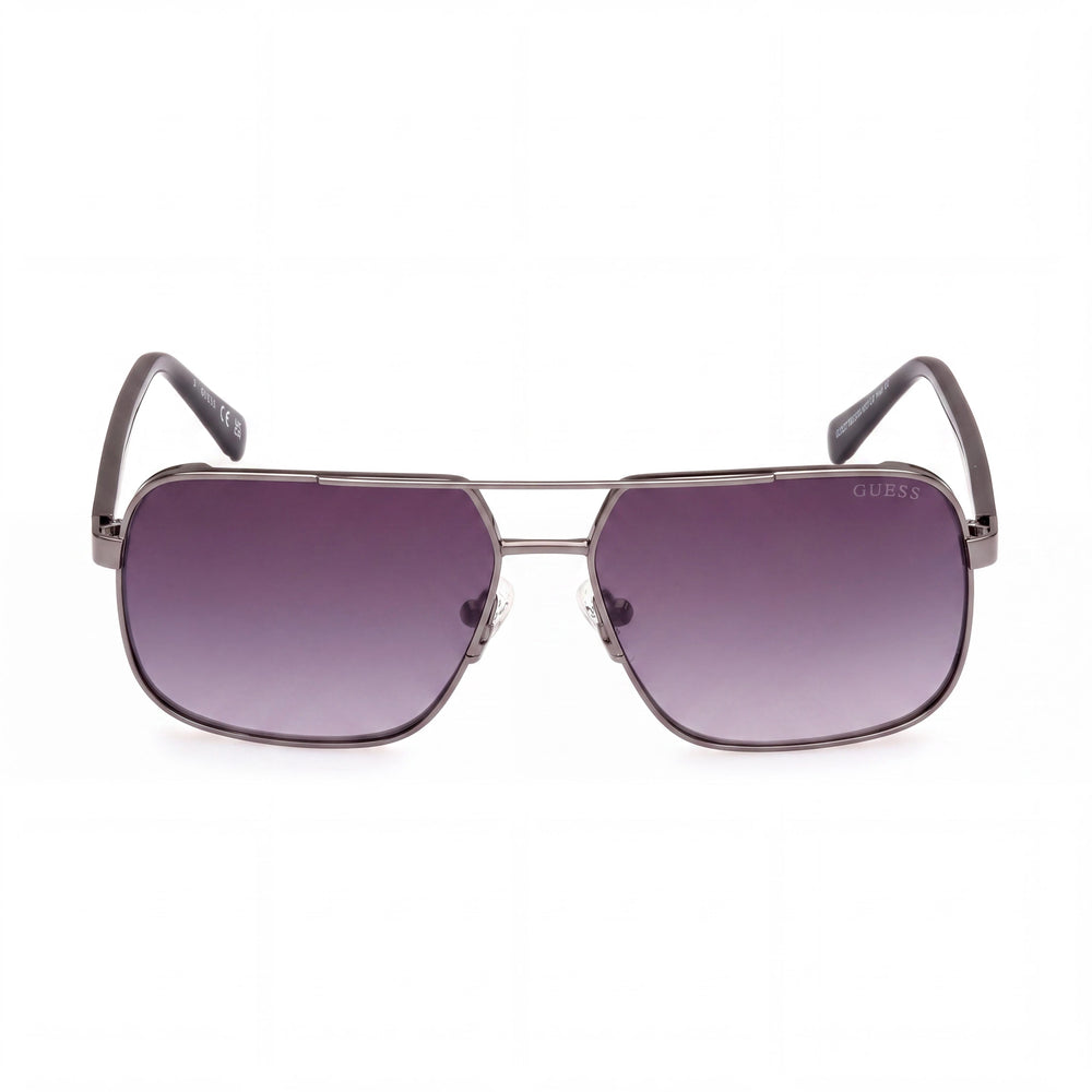 GUESS Women's GU00119 Stefan Navigator Metal Sunglasses Shiny Gunmetal Gradient Smoke UV Protection 58-14-140mm