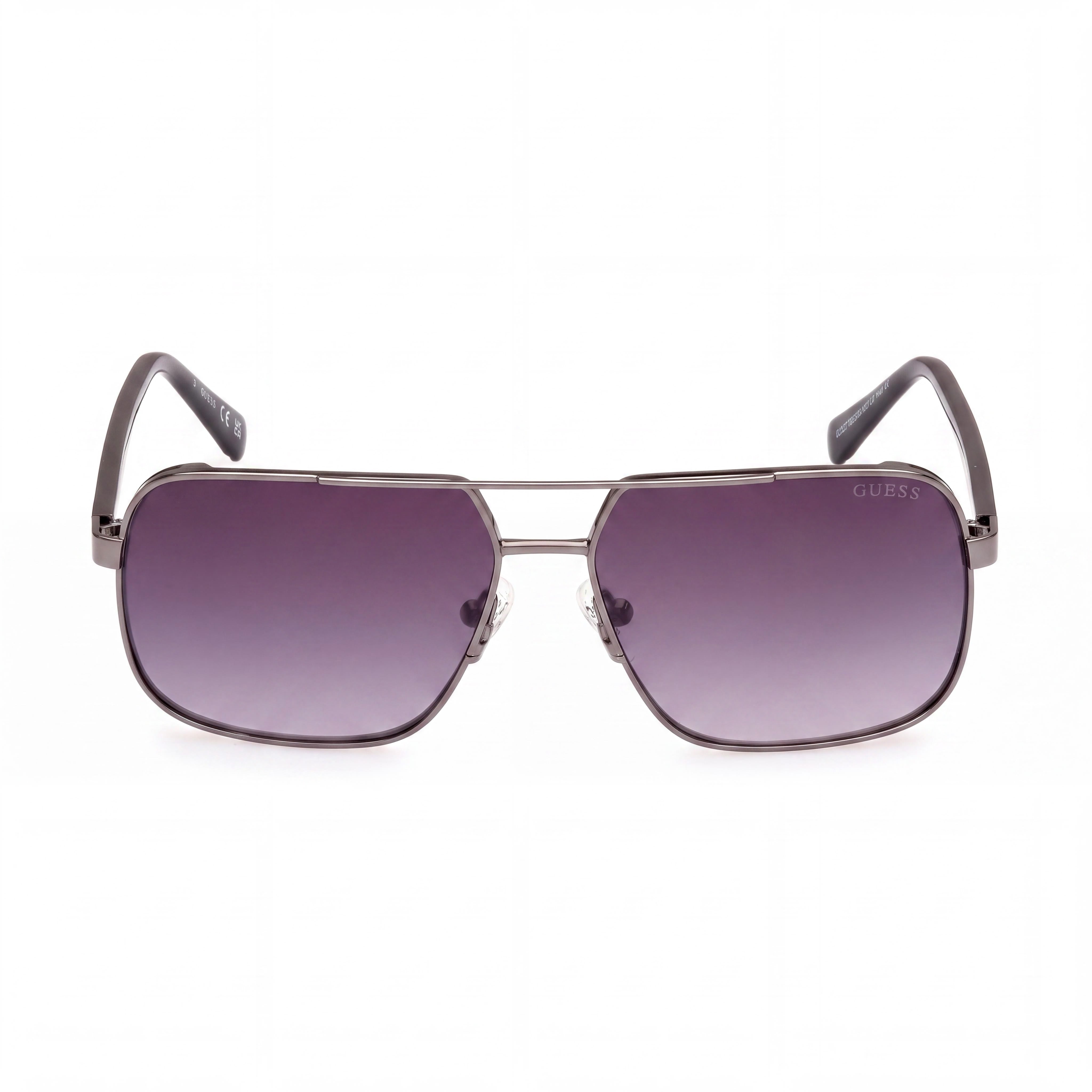 Gafas de sol de metal Stefan Navigator para mujer GUESS, gunmetal brillante, efecto degradado humo, protección UV 58-14-140 mm, Photo 2
