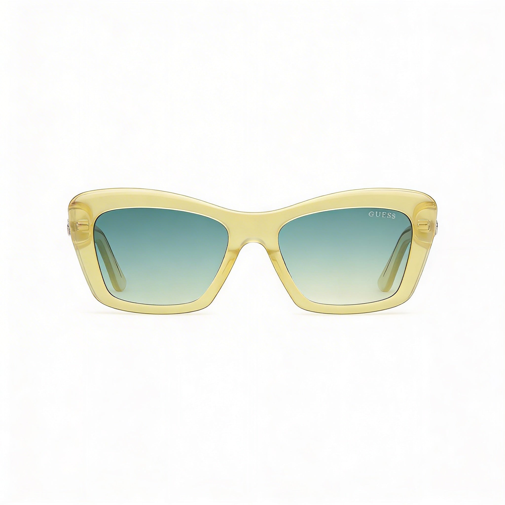 Gafas de sol rectangulares de plástico Guess para mujer, montura amarillo claro brillante, lentes verdes degradadas, protección UV, 52mm, Photo 2