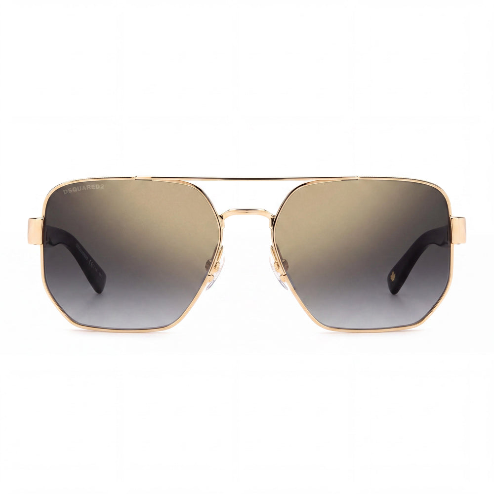 DSQUARED2 Gafas de sol cuadradas clásicas para mujer de metal dorado Habana con policarbonato verde sombreado de 58 mm y protección UV