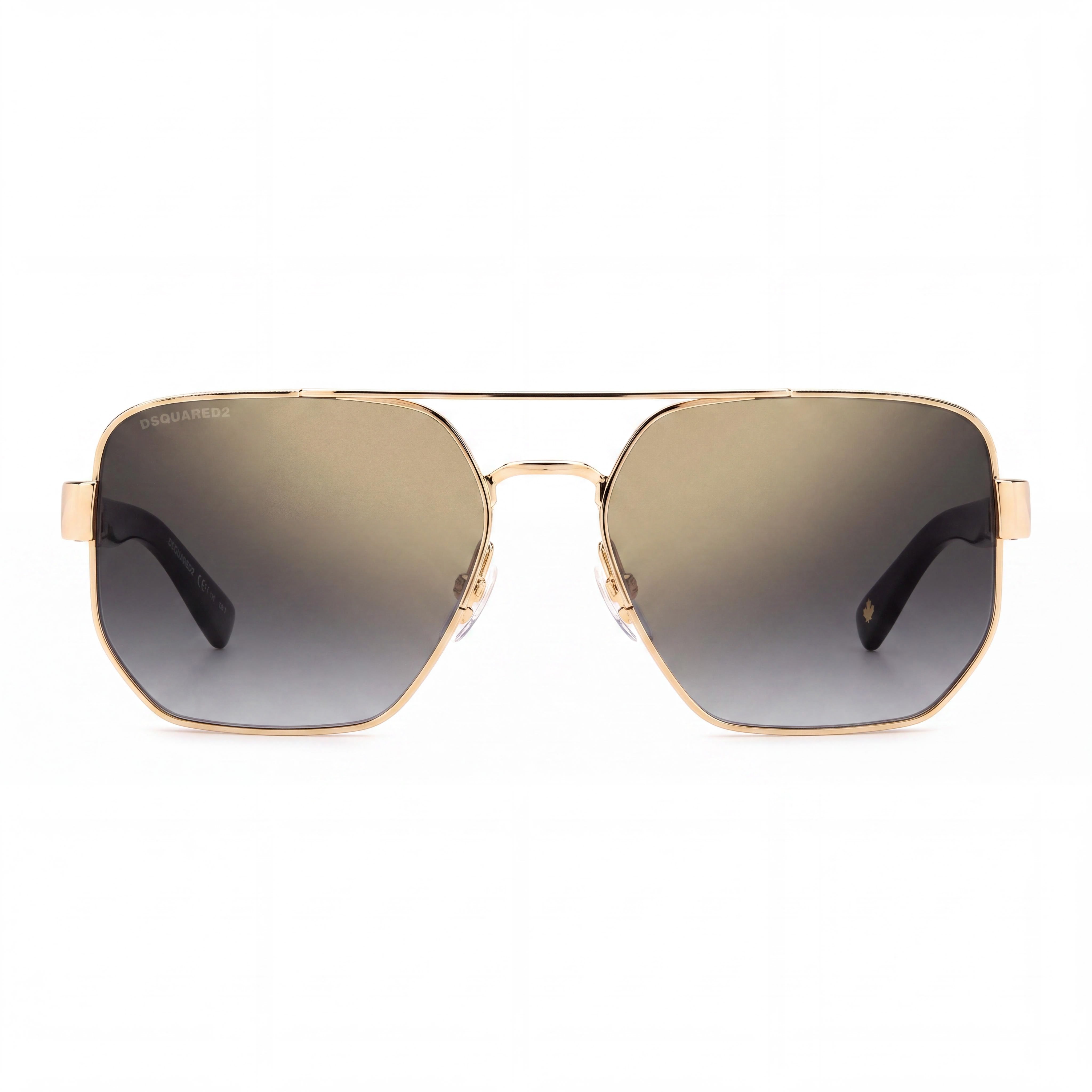DSQUARED2 Classic Women's Metal Gold Havana Square Green Shaded Polycarbonate 58mm UV Protection Sunglasses, Photo 2