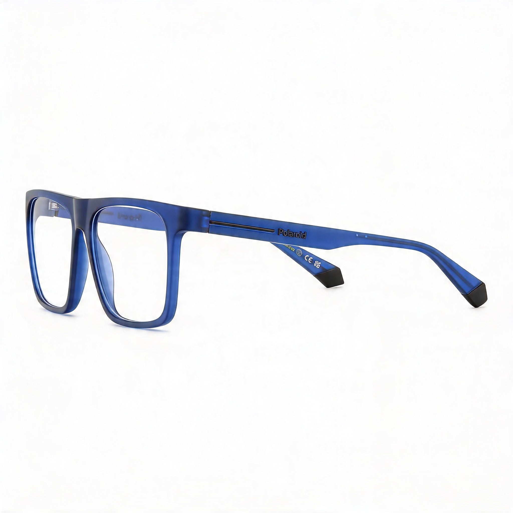 Gafas de sol informales no polarizadas Polaroid para hombre con montura de poliamida ecológica, azul mate, 56 mm de ancho de lente, Photo 3