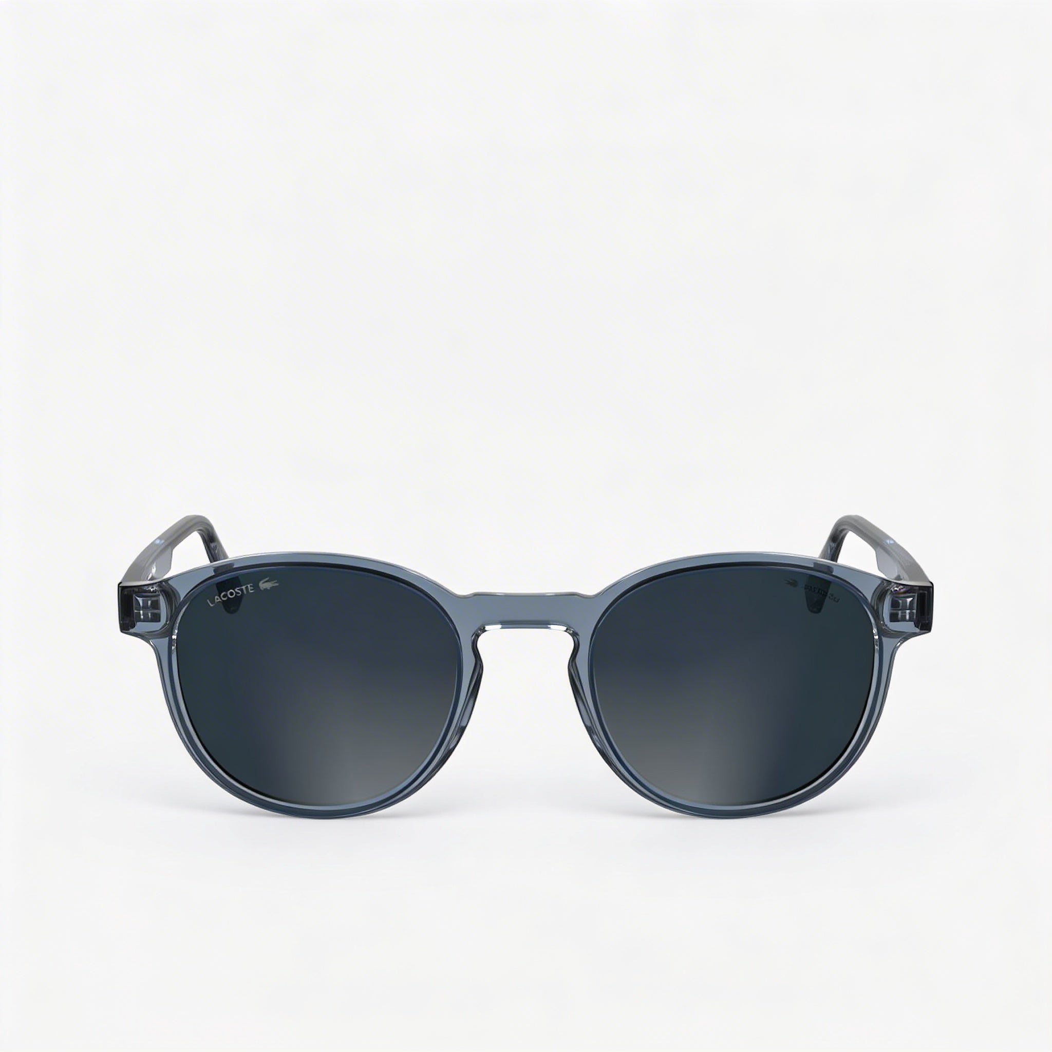 Gafas Lacoste Classic para hombre con montura de plástico transparente gris claro y lentes de policarbonato grises, 51 mm de ancho de lente, Photo 2