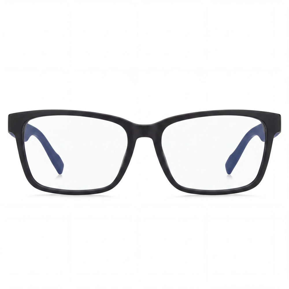 Hugo Boss Audio Systems Hg 0182 Gafas para hombre, negro mate, armazón de plástico azul, lentes transparentes no recetadas, 55-16-140