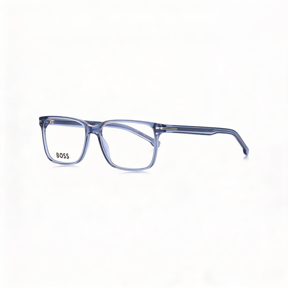 Gafas modernas de hombre Hugo Boss con montura de acetato azul y lentes de policarbonato azul no polarizadas de 57 mm