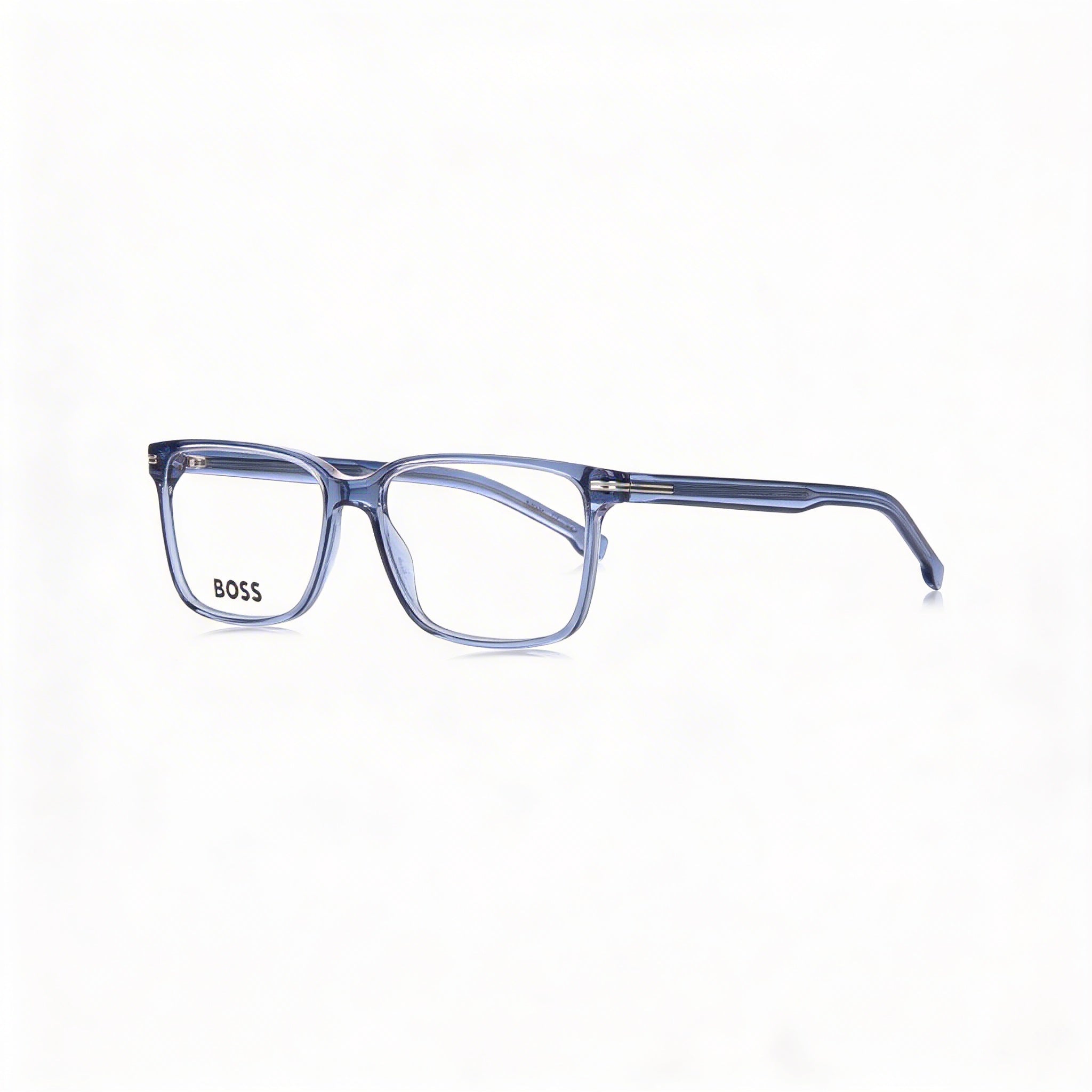 Hugo Boss Men's Modern Eyewear with Blue Acetate Frame and Matching Blue Non-polarised Polycarbonate Lenses 57mm, Photo 1