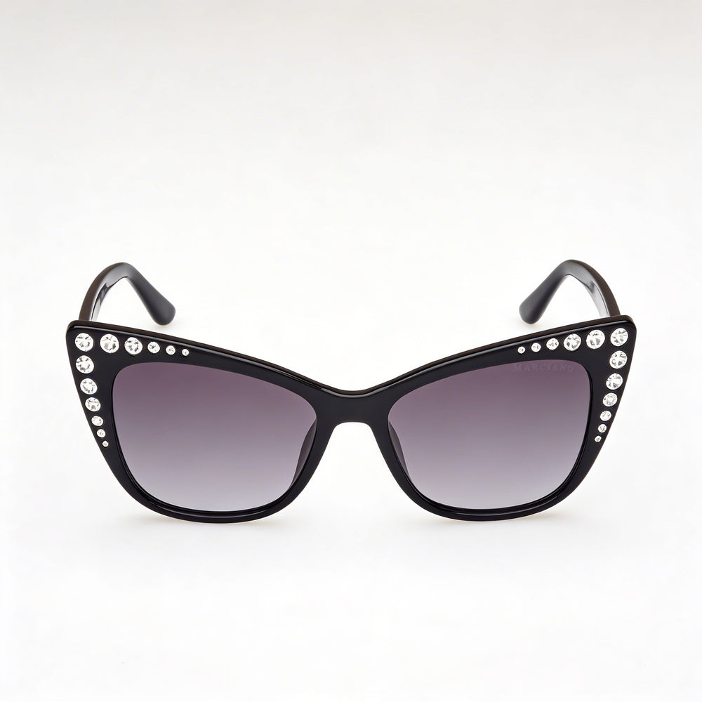 Guess by Marciano Gm00000 Women's Injected Frame Shiny Black, Black Lens, Non-Polarized Eyewear 54mm