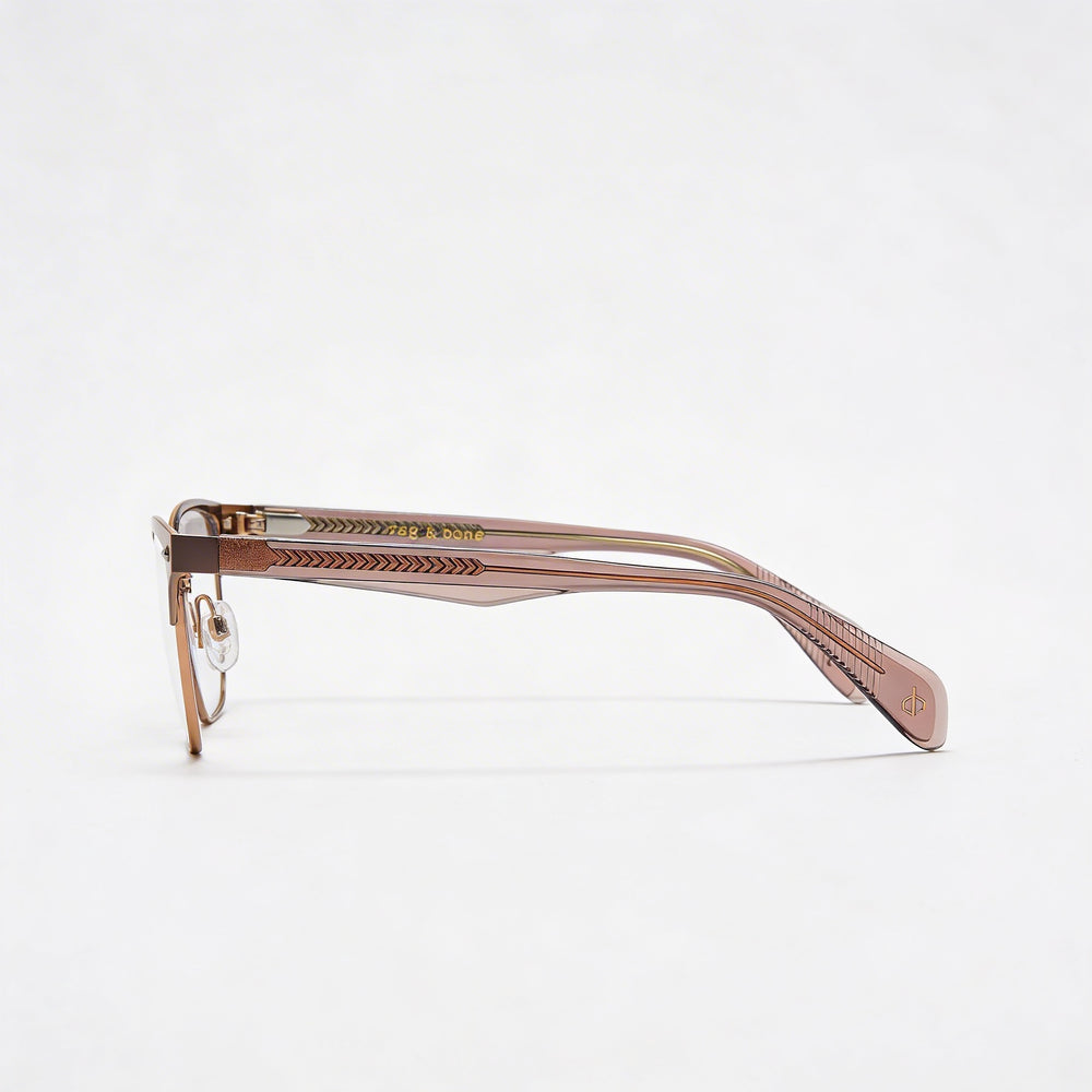 Rag & Bone Rnb 3022 Montura Óptica de Acero Inoxidable para Mujer Color Barro, Lente 51 mm, Puente 17 mm, Patilla 140 mm