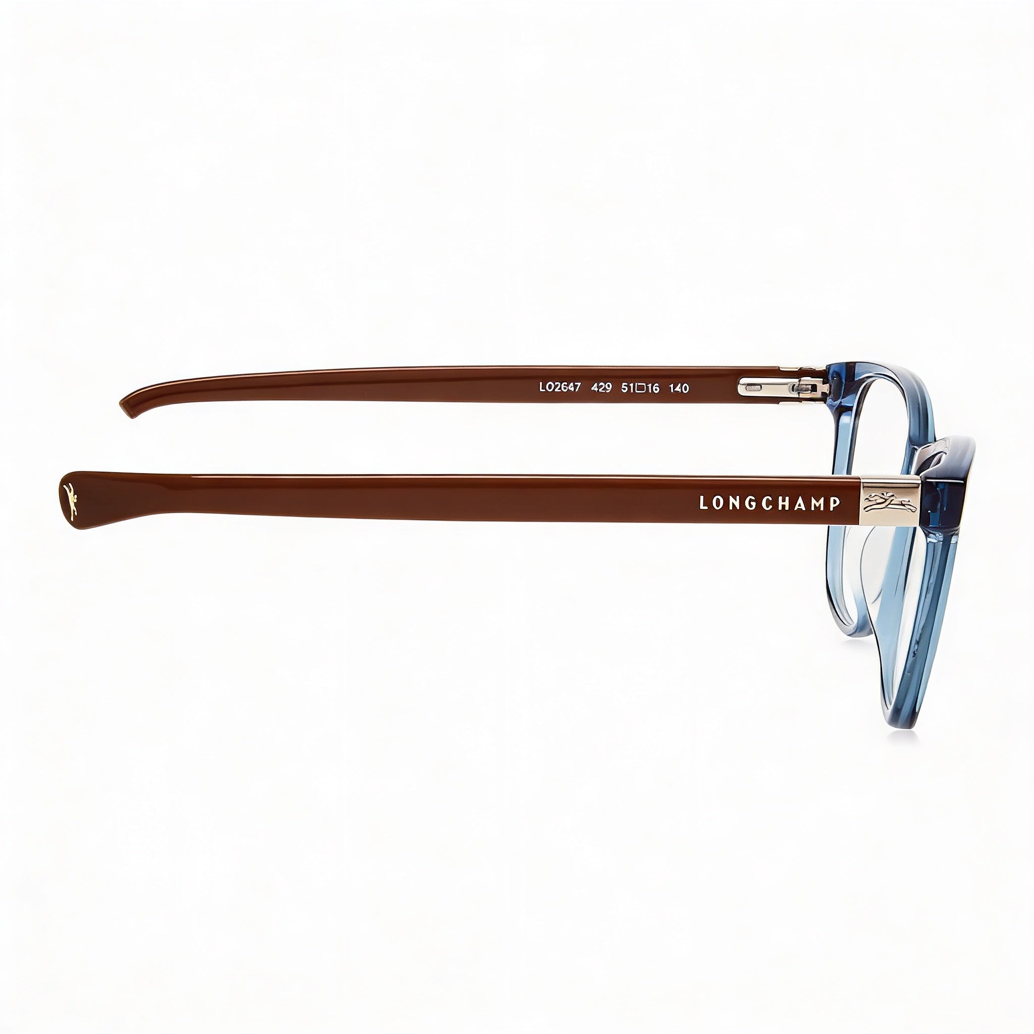Longchamp LO2647 Women's Full Rim Rectangular Plastic Frame Eyeglasses Petrol Brick Brown Gold Logo 51mm, Photo 3