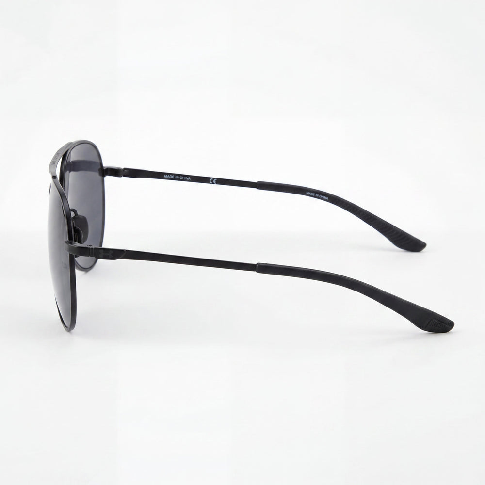 Under Armour Matte Black Pilot Sunglasses, Metal Frame, Grey UV Protected Lenses, Unisex, 57-15-140