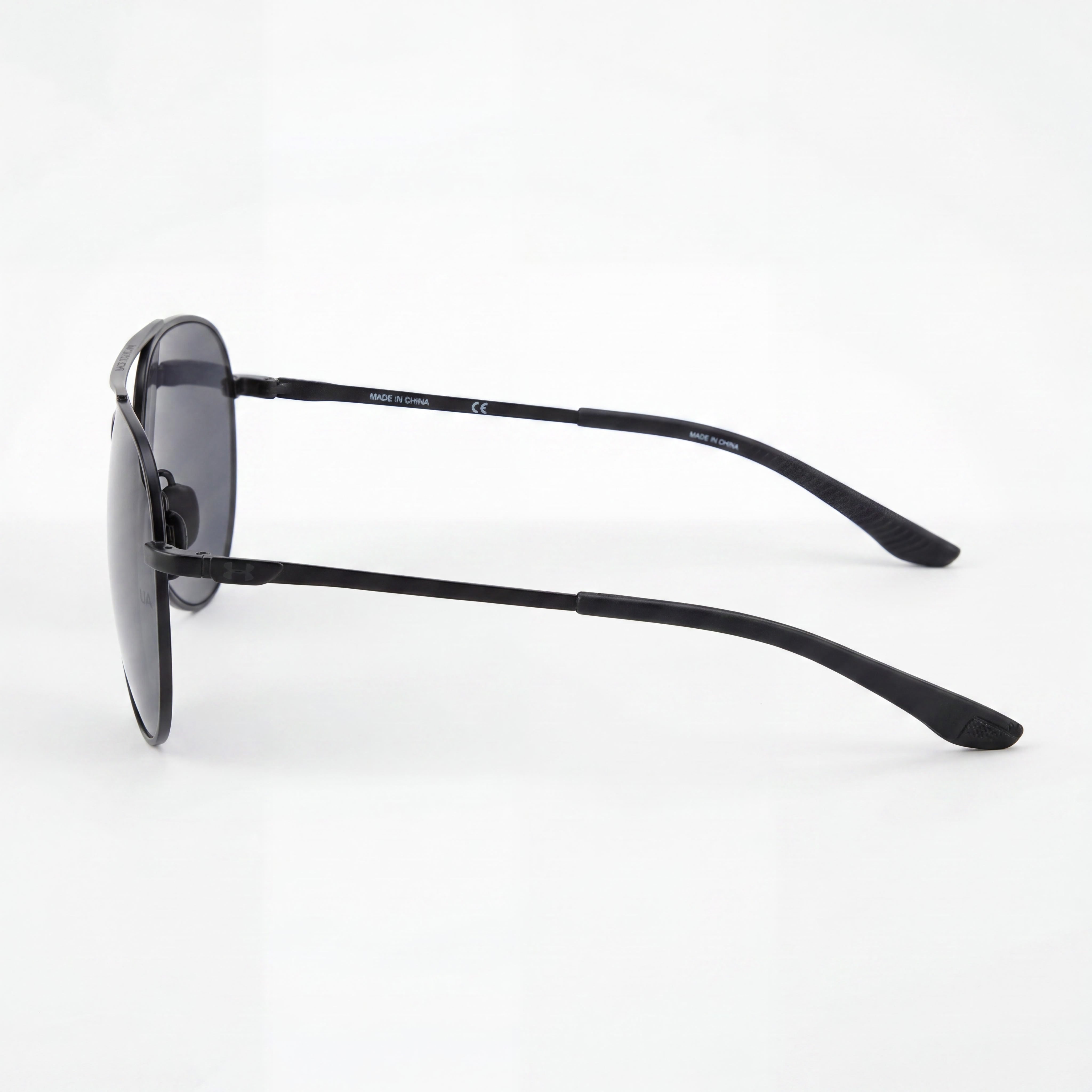 Under Armour Matte Black Pilot Sunglasses, Metal Frame, Grey UV Protected Lenses, Unisex, 57-15-140, Photo 3